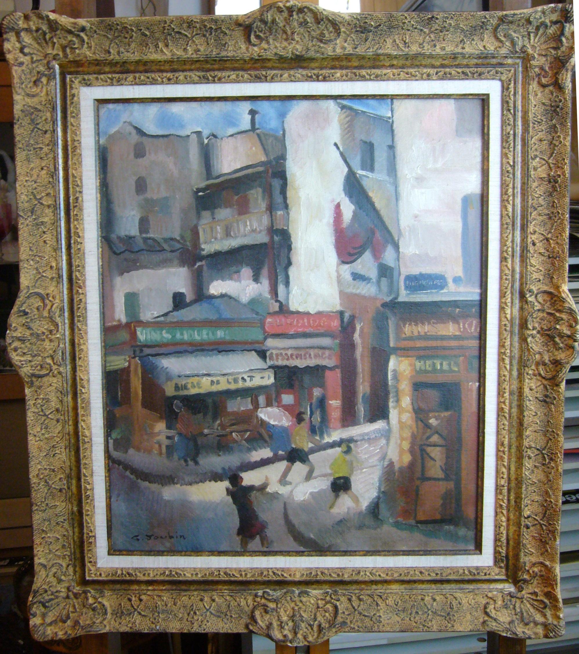 Georges Joubin Landscape Painting - Quartier de Paris - Montmartre, '30s - oil paint, 55x46 cm., framed