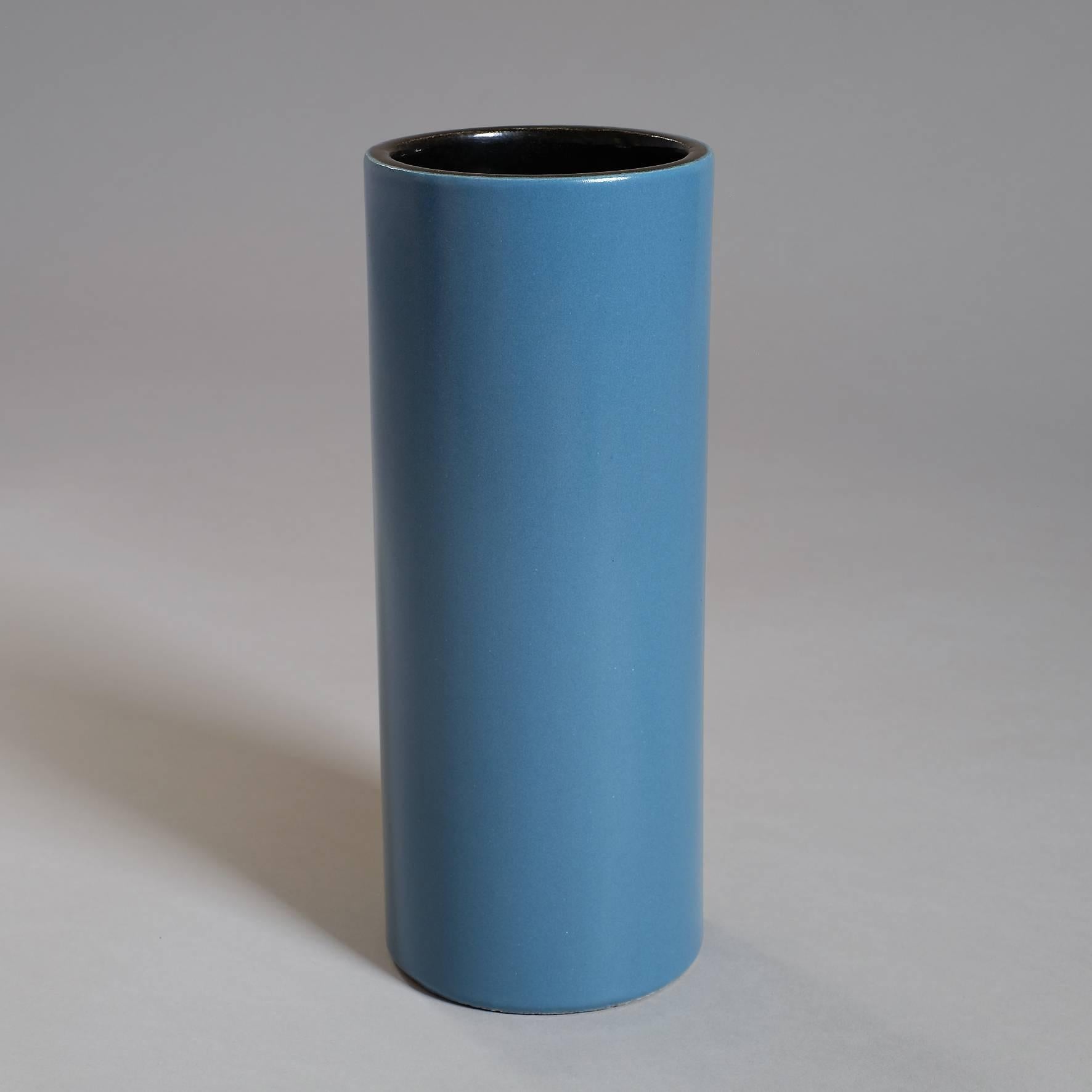 Georges Jouve, a Blue Cylinder Vase, circa 1960 2
