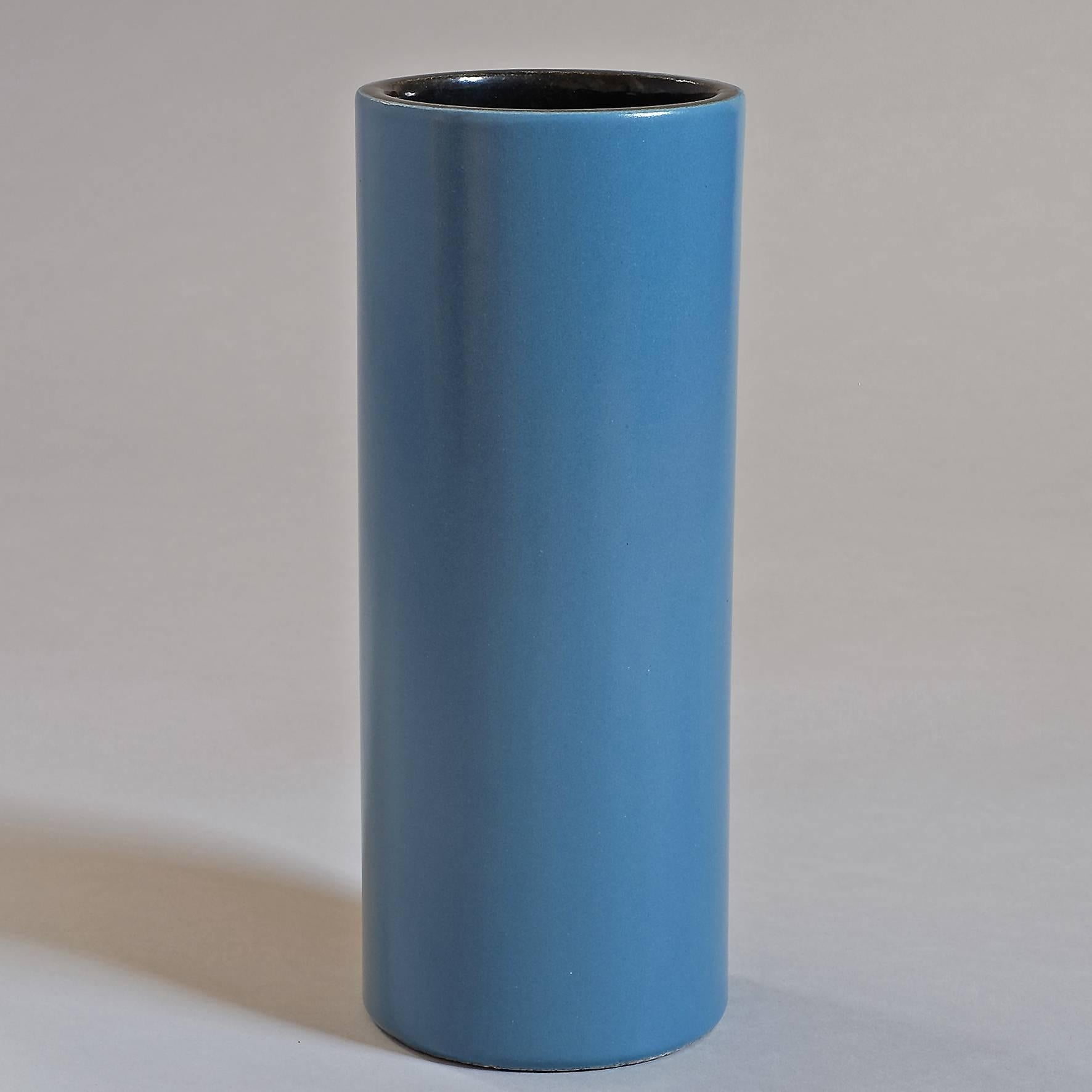 Glazed Georges Jouve, a Blue Cylinder Vase, circa 1960