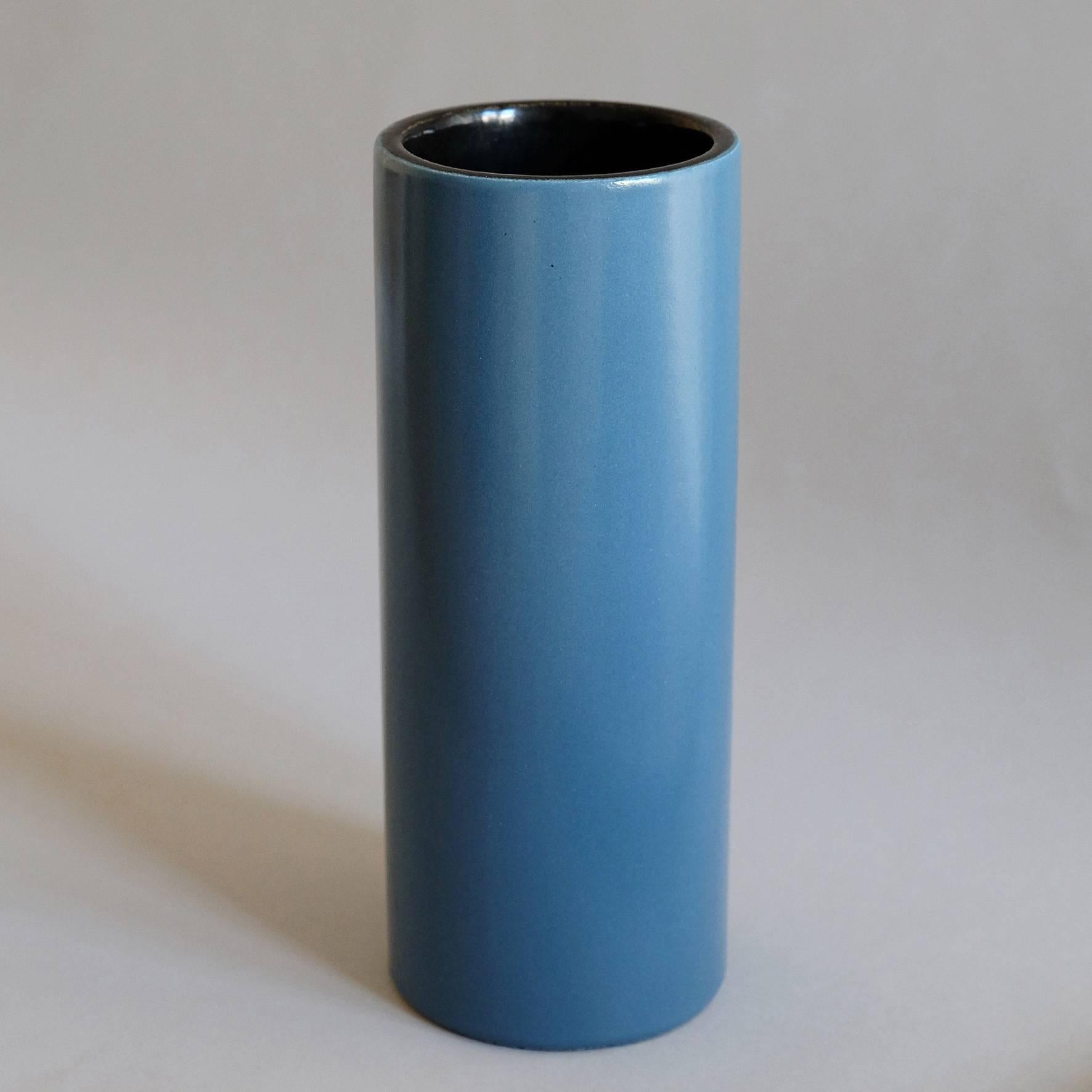 Georges Jouve, a Blue Cylinder Vase, circa 1960 In Excellent Condition In Paris, FR