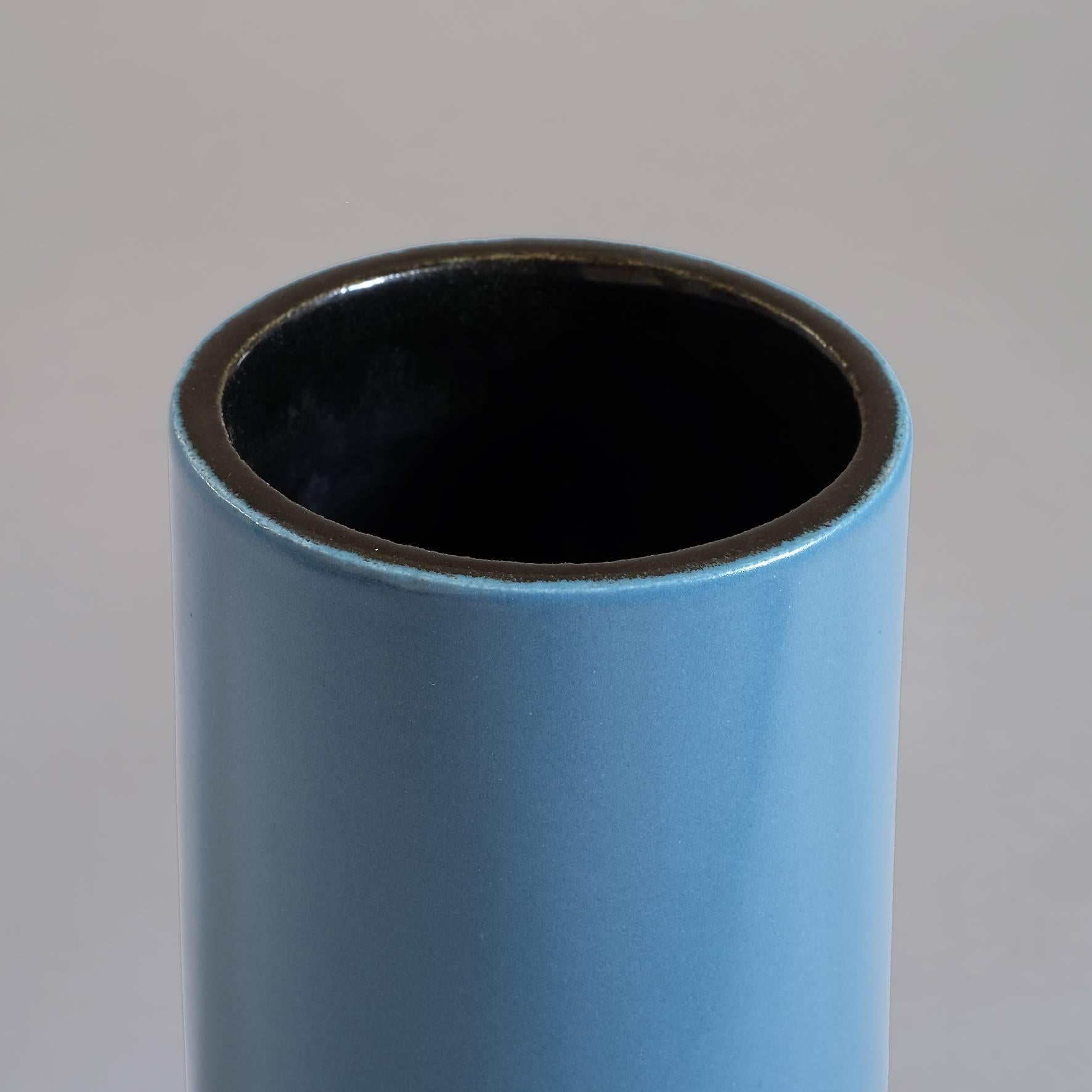 Mid-20th Century Georges Jouve, a Blue Cylinder Vase, circa 1960