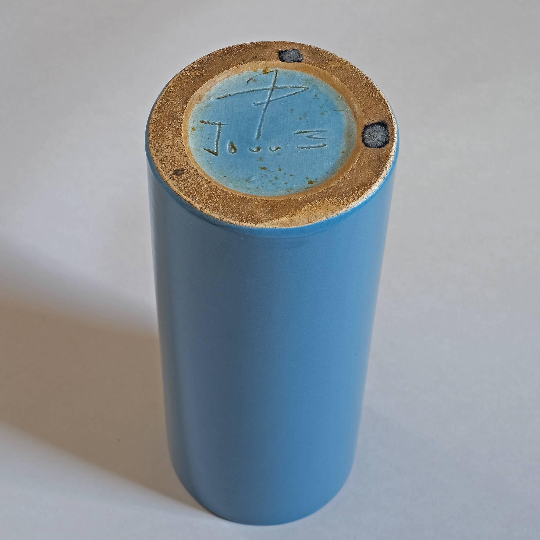 Georges Jouve, a Blue Cylinder Vase, circa 1960 1