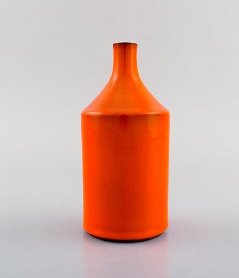 French Georges Jouve France, Vase in Glazed Ceramic, Beautiful Orange Glaze
