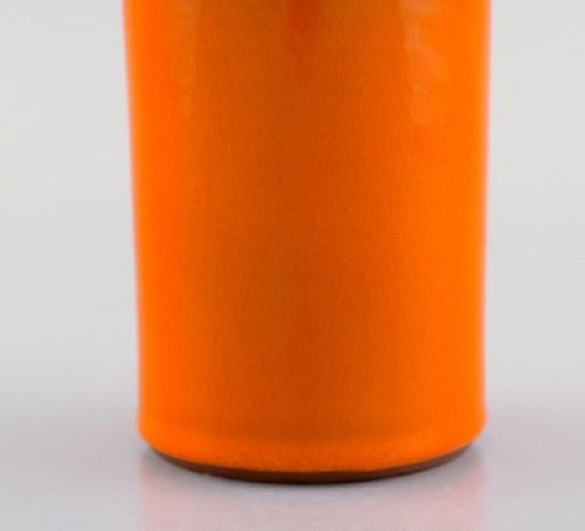 Georges Jouve France, Vase in Glazed Ceramic, Beautiful Orange Glaze In Good Condition In Copenhagen, DK