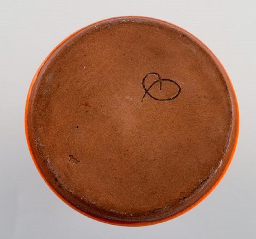 Mid-20th Century Georges Jouve France, Vase in Glazed Ceramic, Beautiful Orange Glaze