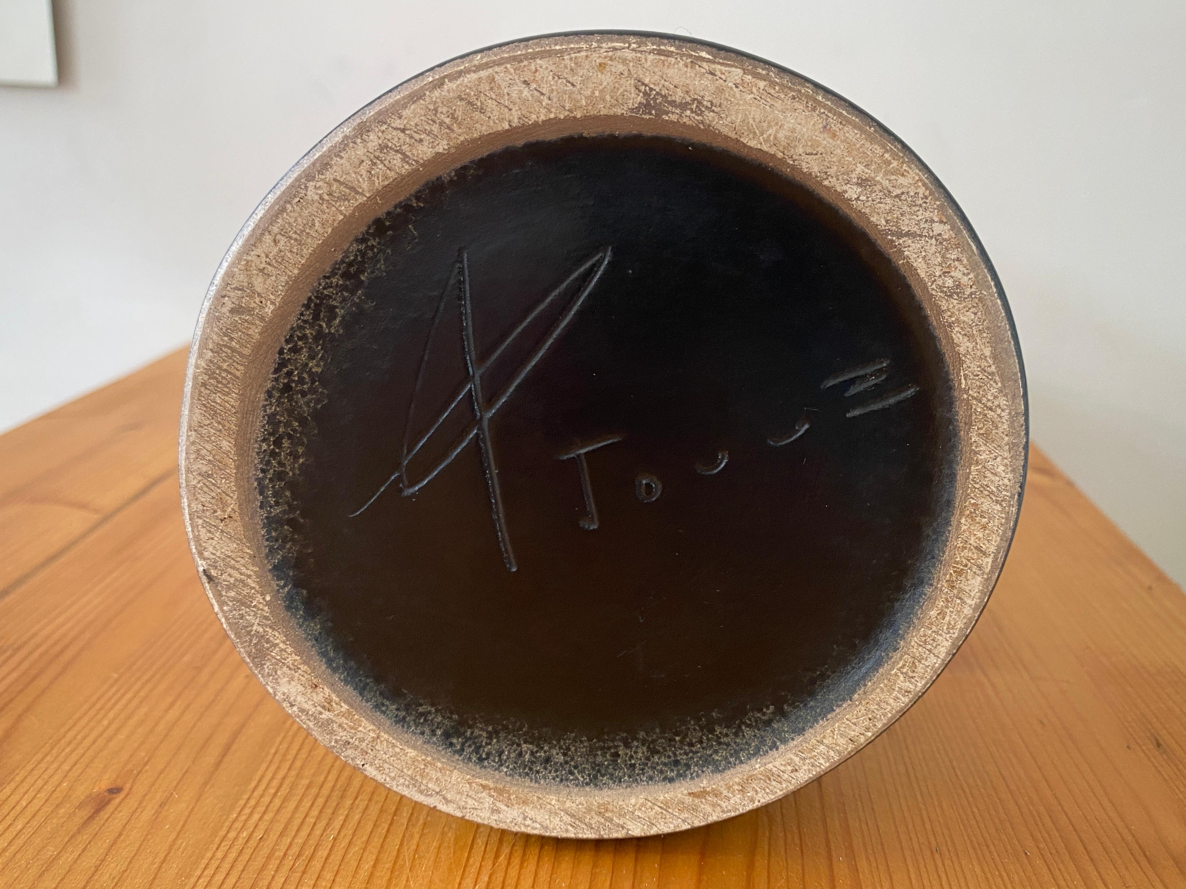 Mid-20th Century Georges Jouve (1910-1964) large ceramic scroll vase. signed For Sale