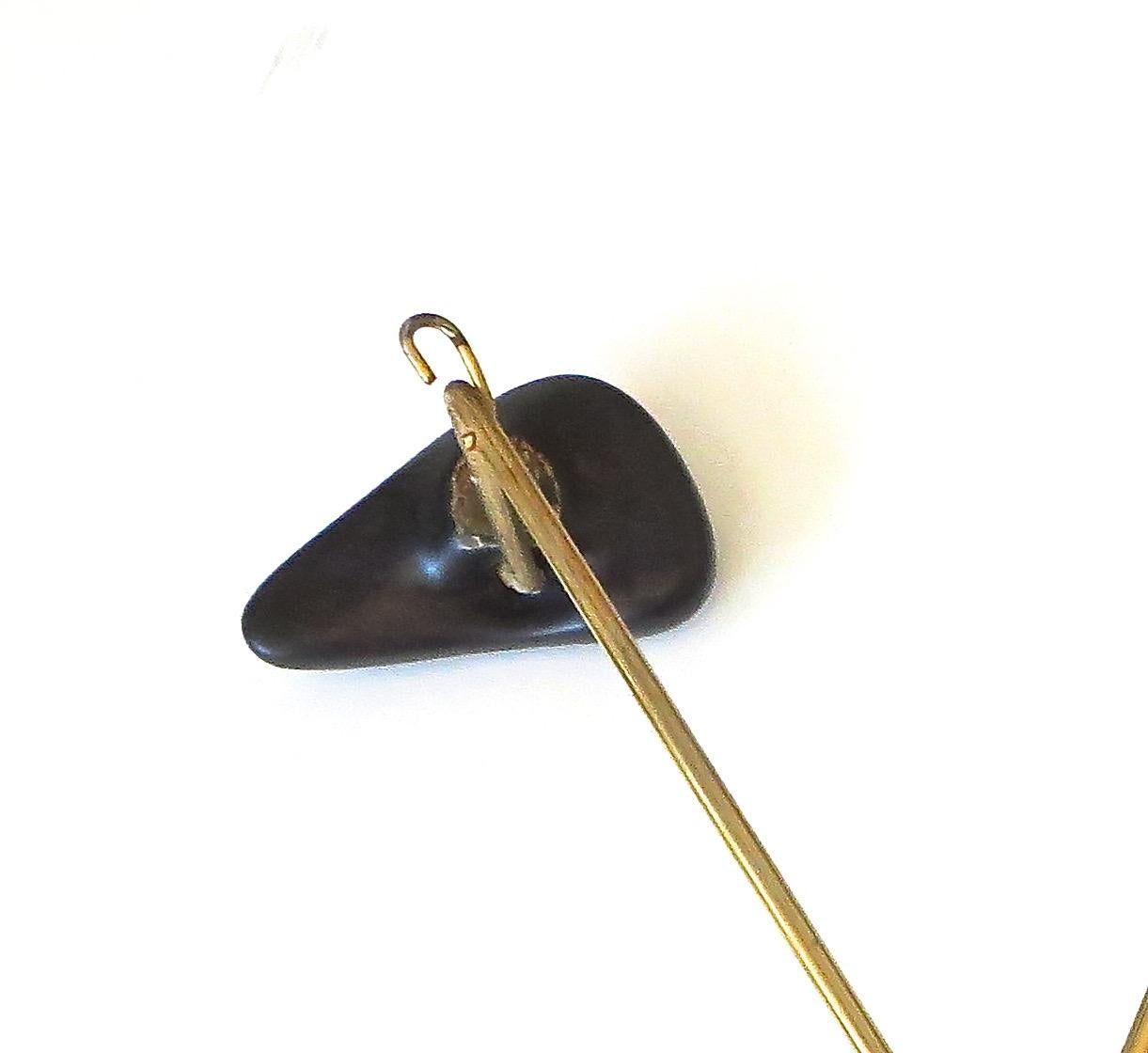French Georges Jouve and Marcel Asselbur Ceramic and Brass Wall Mounted Hat Coat Rack For Sale