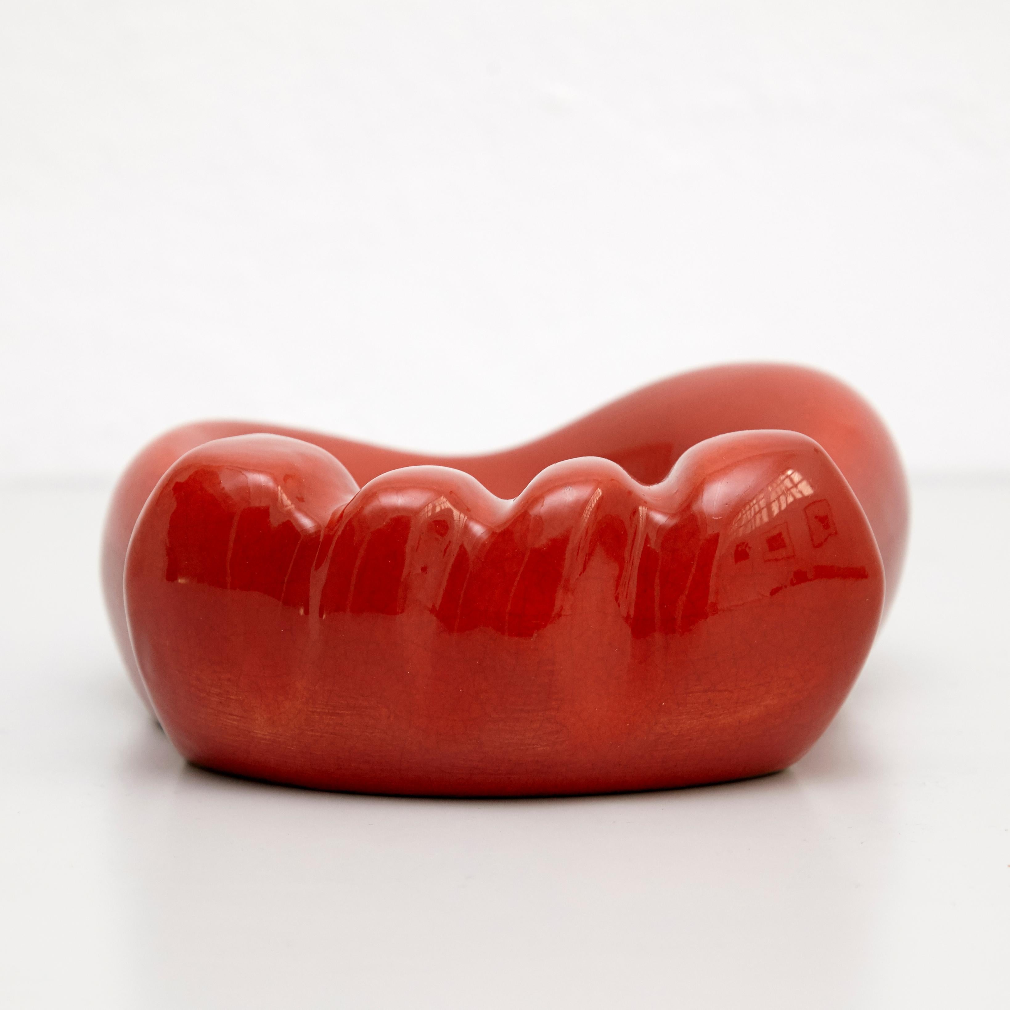 Georges Jouve and Mathieu Mategot Mid-Century Modern Red Ceramic Ashtray, 1950 6