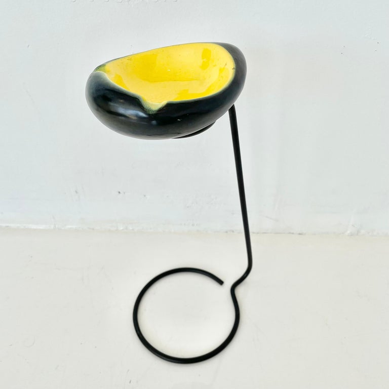 Georges Jouve and Mathieu Matégot Style Ceramic Standing Ashtray
