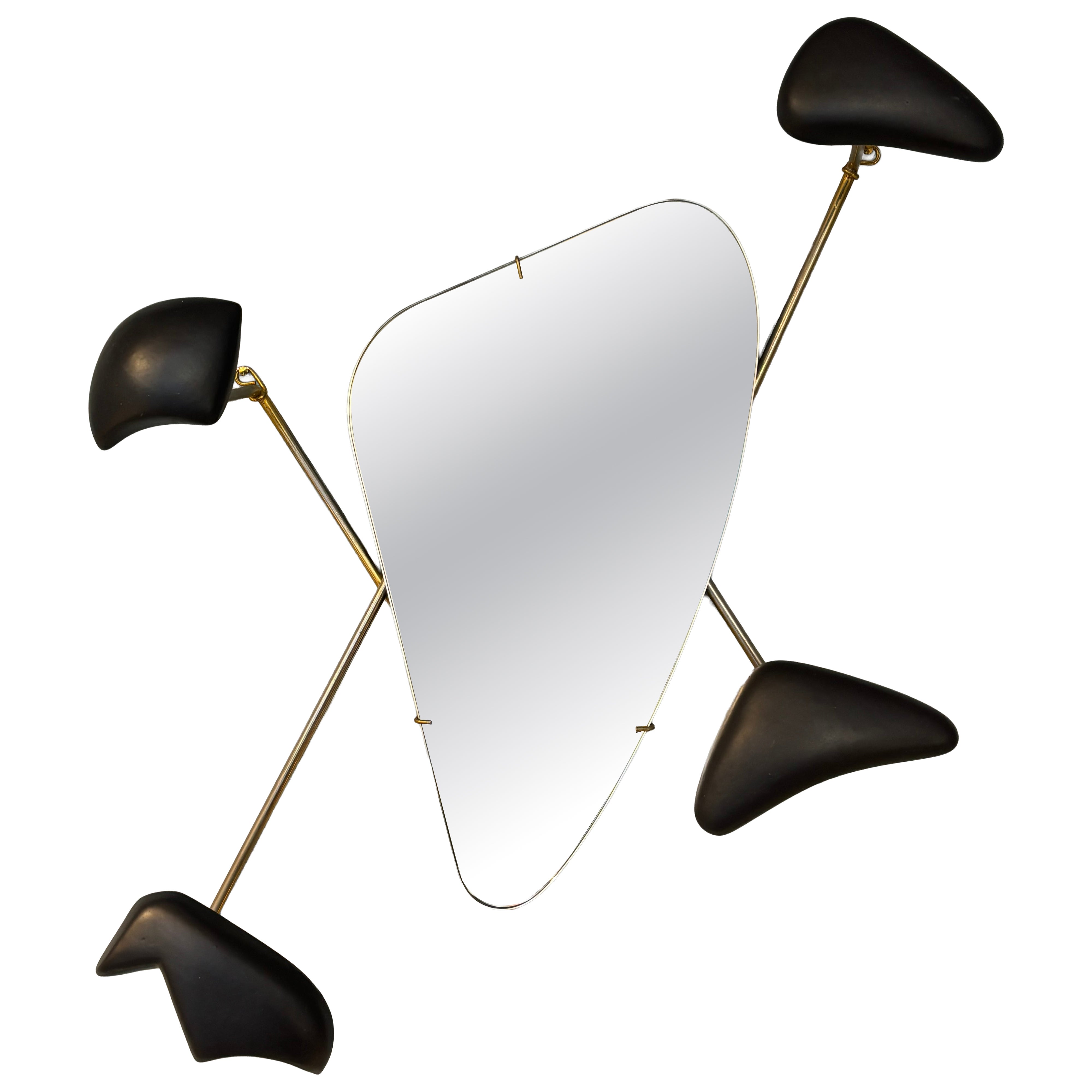 Georges Jouve Black Ceramic Wall Mirror, Designed for Marcel Asselbur For Sale