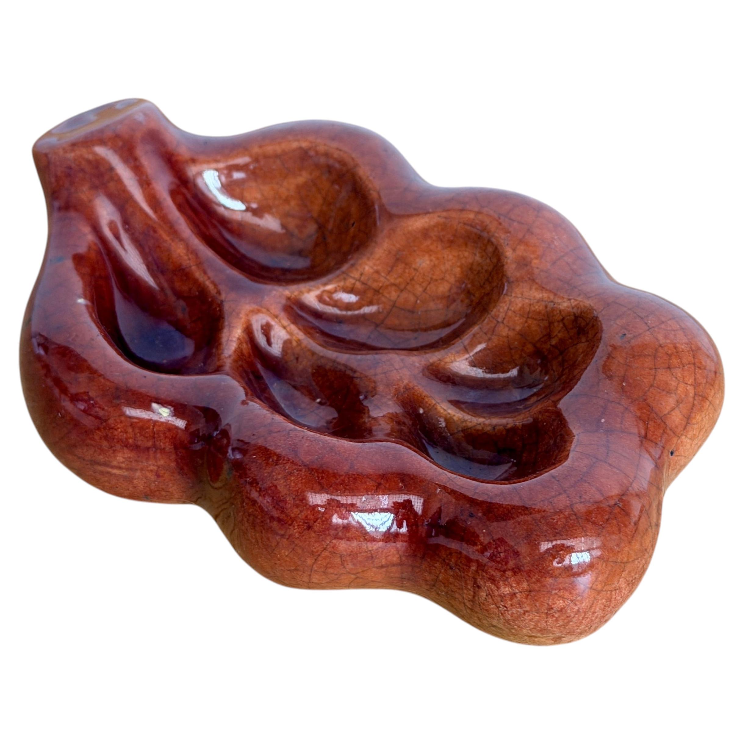 Georges Jouve Ceramic vide poches "Feuille de chêne", 1950s For Sale