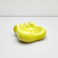Georges Jouve Ceramic Yellow Green Ashtray, circa 1950