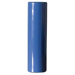 Georges Jouve, Cylinder Vase, Cerulean Blue Enamelled Stoneware, 1950s, signed