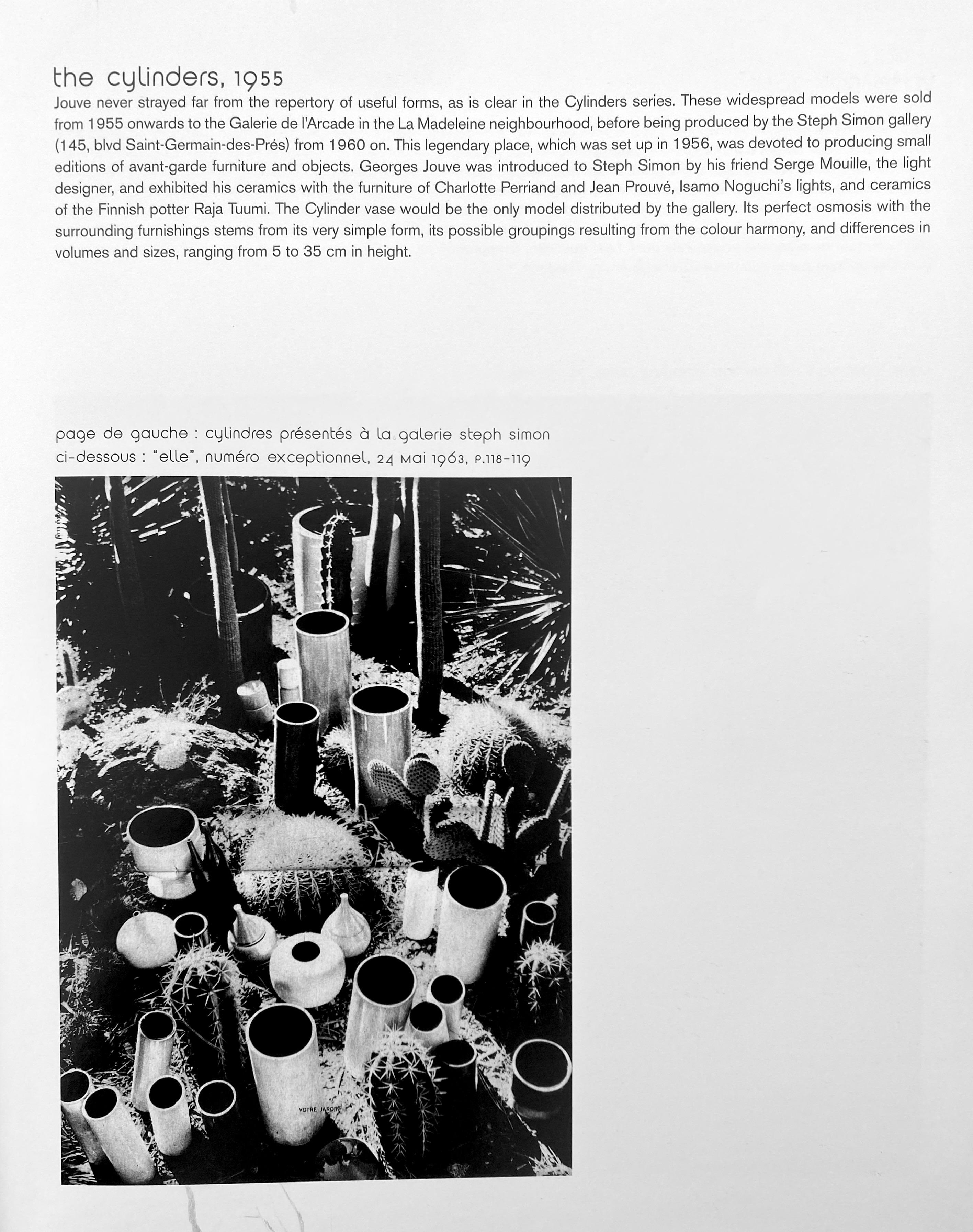 Georges Jouve Französischer Keramikkünstler Weiße Keramik-Zylindervase im Angebot 11