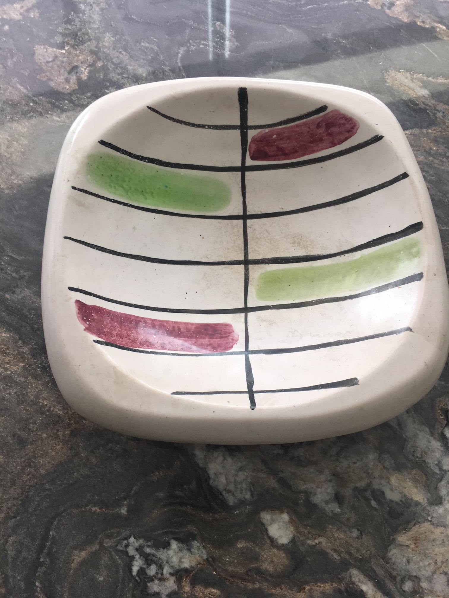 Mid-Century Modern Georges Jouve French Ceramic Polychrome Dish  For Sale