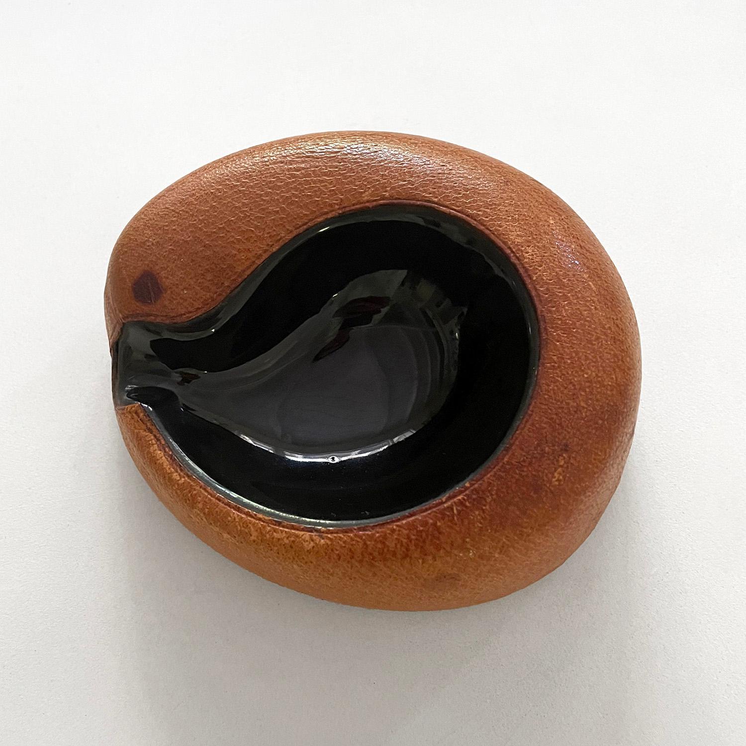 French Georges Jouve Leather Ashtray