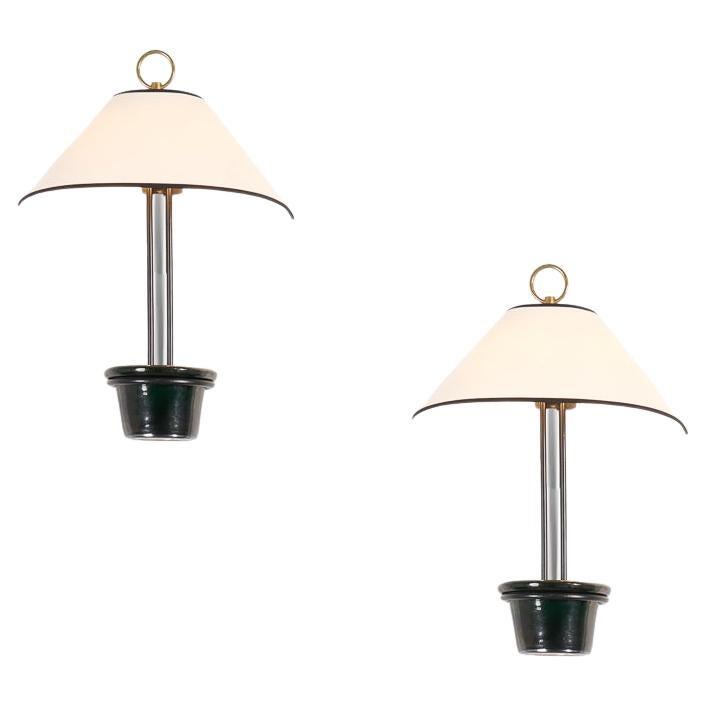 Georges Jouve & Marcel Asselbur, Wall Sconces with Pots, France, circa 1955