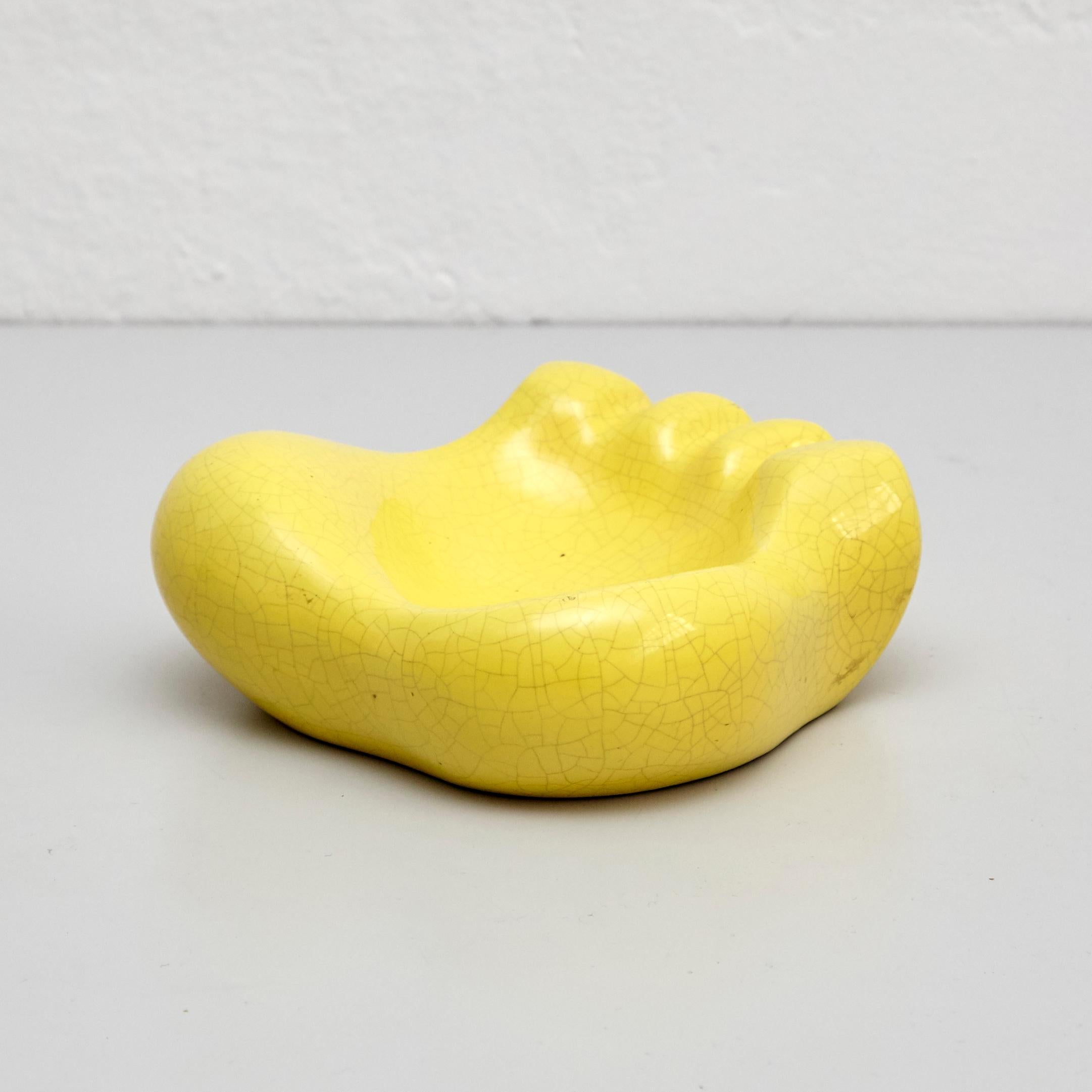 Georges Jouve, Mathieu Mategot Mid-Century Modern Yellow Ceramic Ashtray, 1950 7