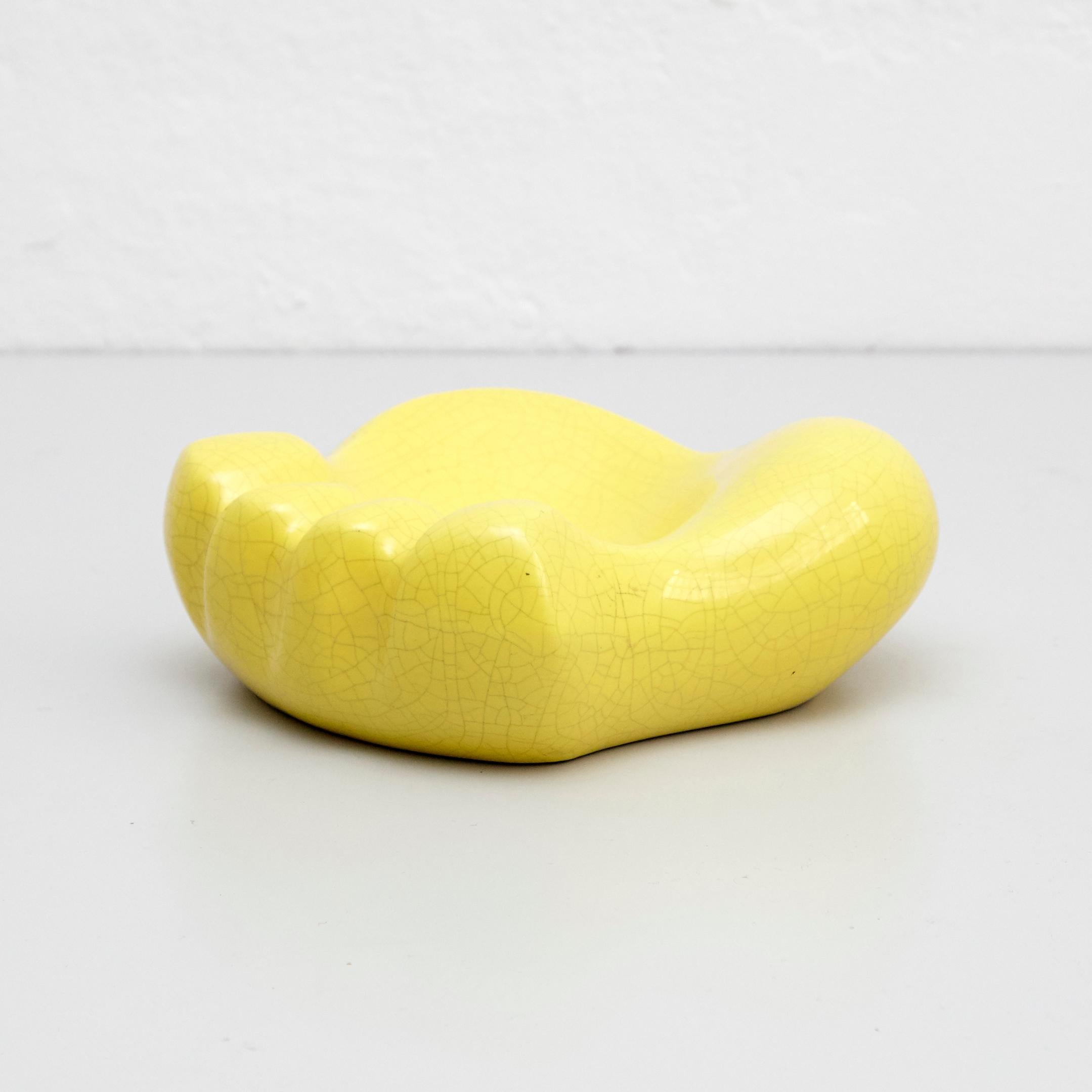 Georges Jouve, Mathieu Mategot Mid-Century Modern Yellow Ceramic Ashtray, 1950 9