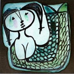 Georges Jouve  Piatto in ceramica "Mermaid", anni '50