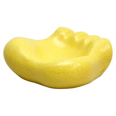 Georges Jouve Mid-Century Modern Yellow Ceramic 'Ours' Ashtray, circa 1950