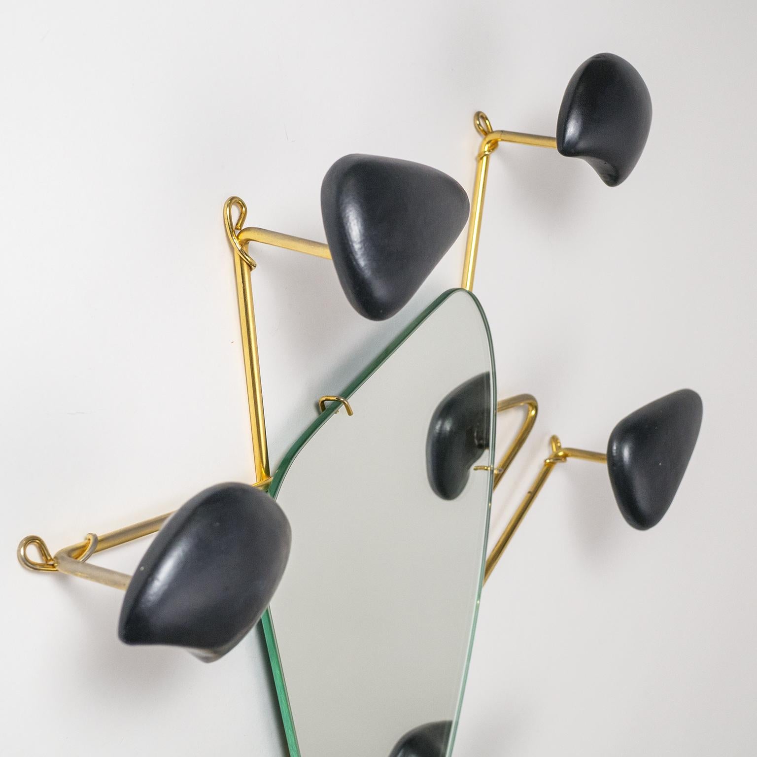 Mid-Century Modern Georges Jouvé Wall-Mounted Coat Rack with Mirror, 1950s