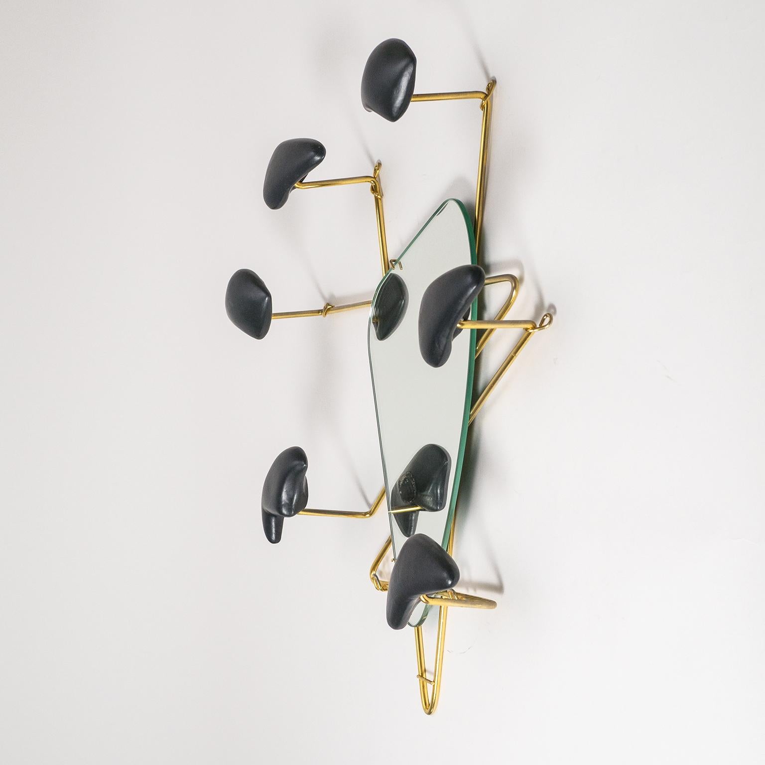 Mid-20th Century Georges Jouvé Wall-Mounted Coat Rack with Mirror, 1950s