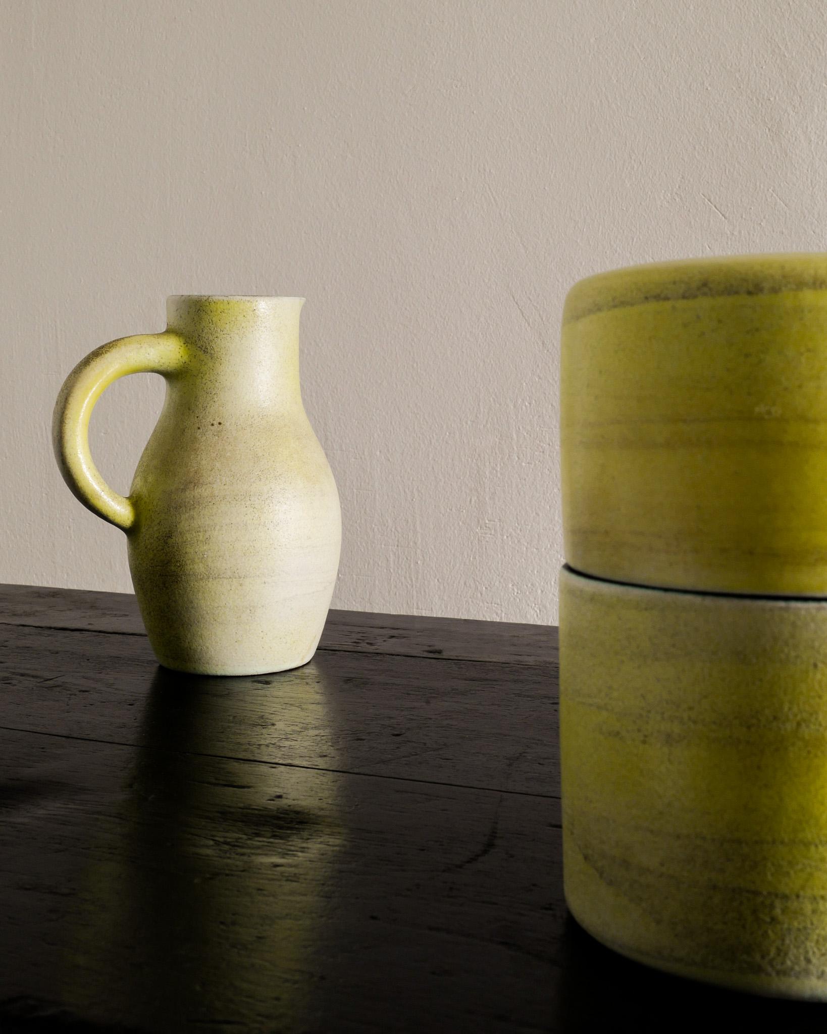 Mid-20th Century Georges Jouve Yellow Mid Century Ceramic Pitcher Produced in France, 1950s  For Sale
