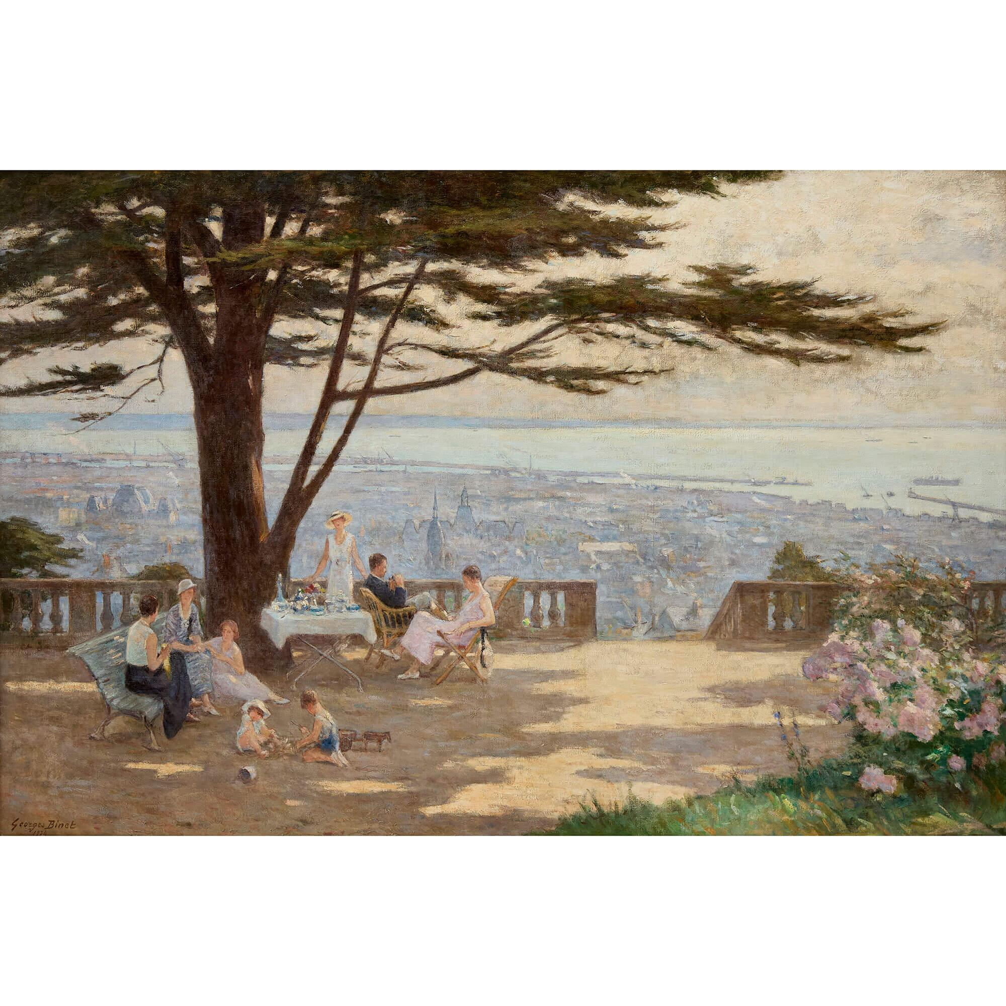 Pintura de estilo impresionista del siglo XX de Le Havre por Binet - Painting de Georges Jules Ernest Binet