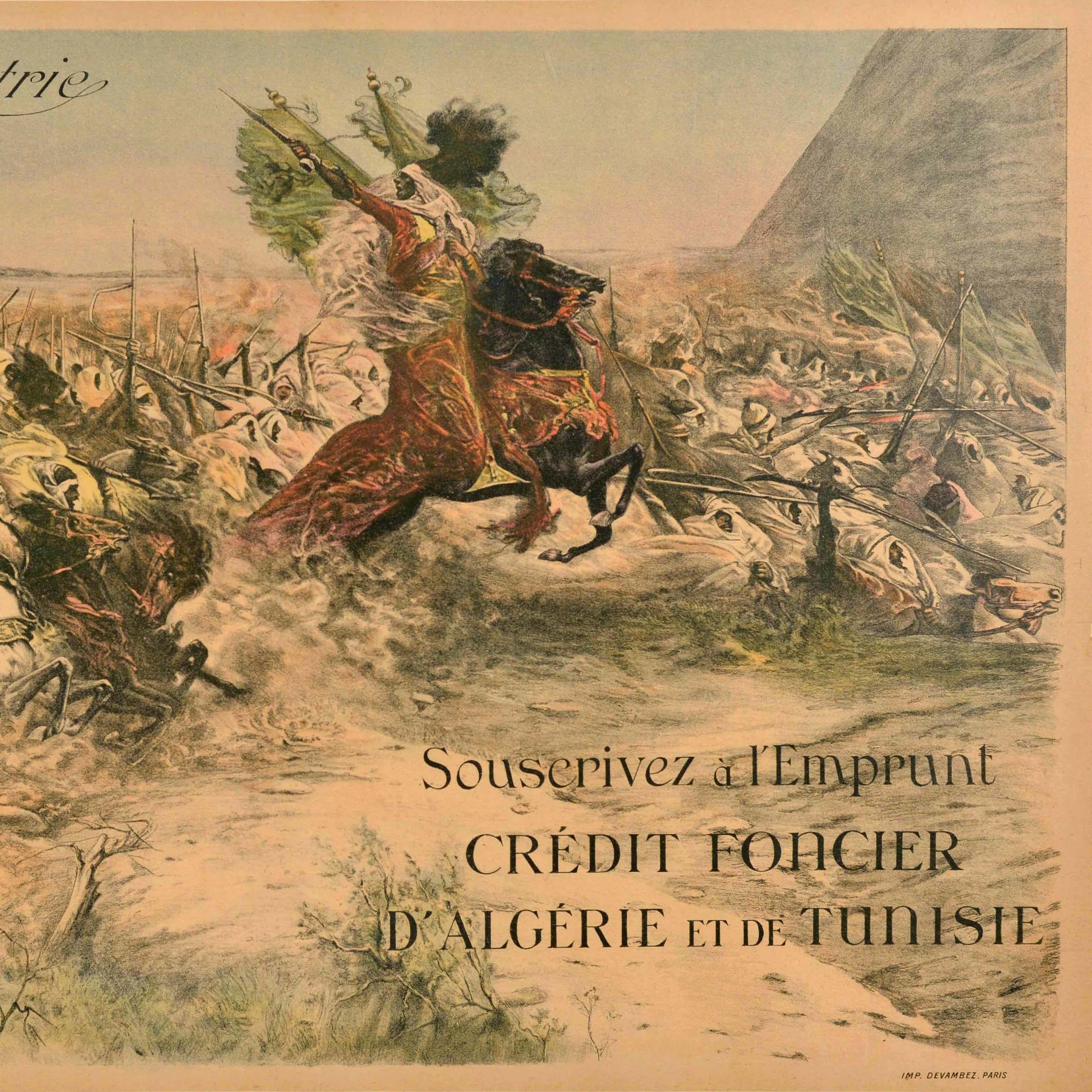 Original Antique WWI War Loan Poster Pour La Patrie Emprunt Algeria Tunisia  For Sale 1