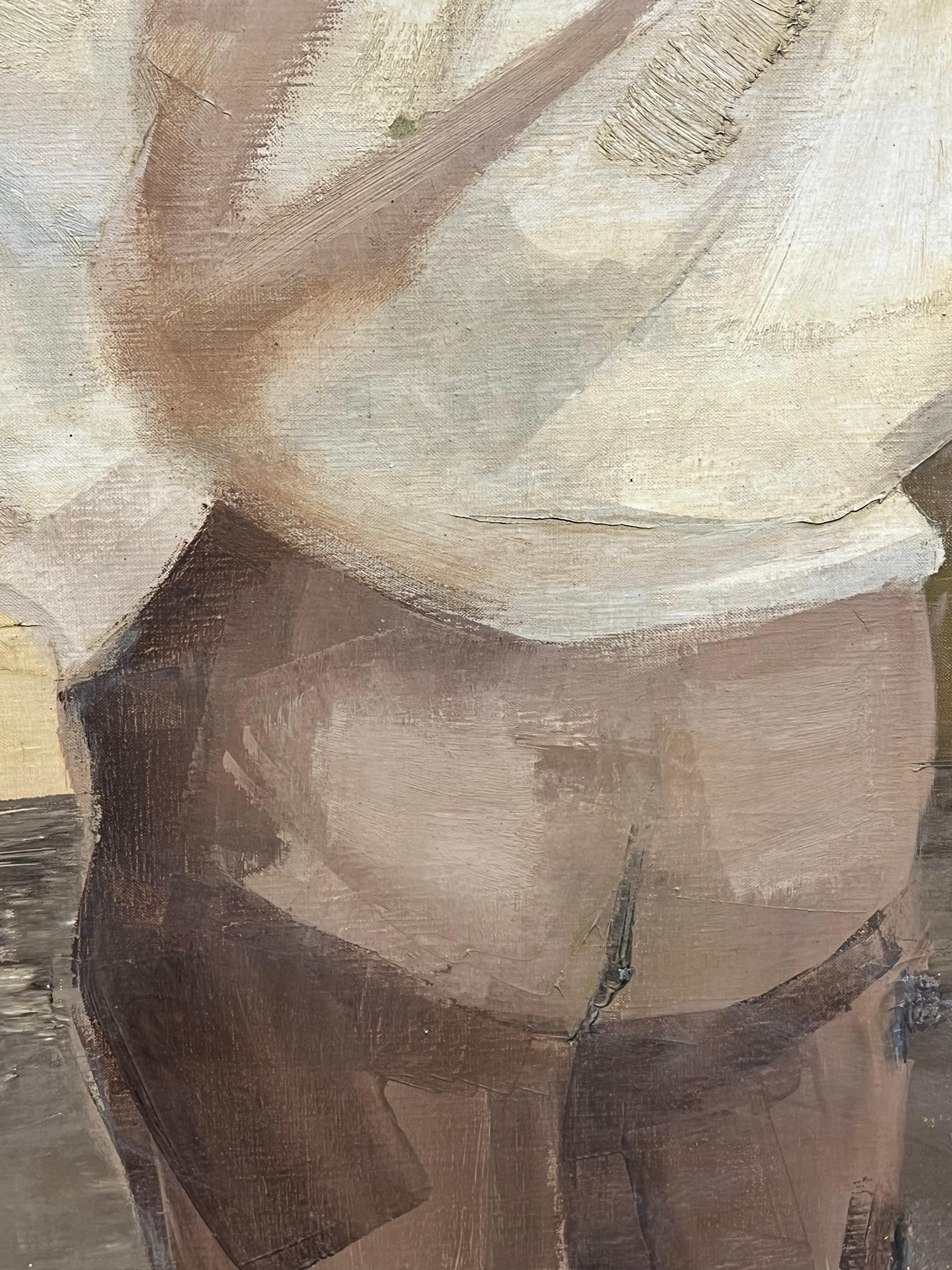 Scène mexicaine moderniste française des années 1950 Homme au chapeau de cow-boy City Square en vente 4