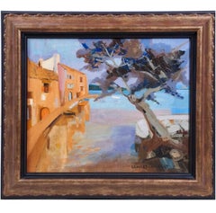 French Harbor Oil Painting Ecole Paris George Lambert Houses on the Water