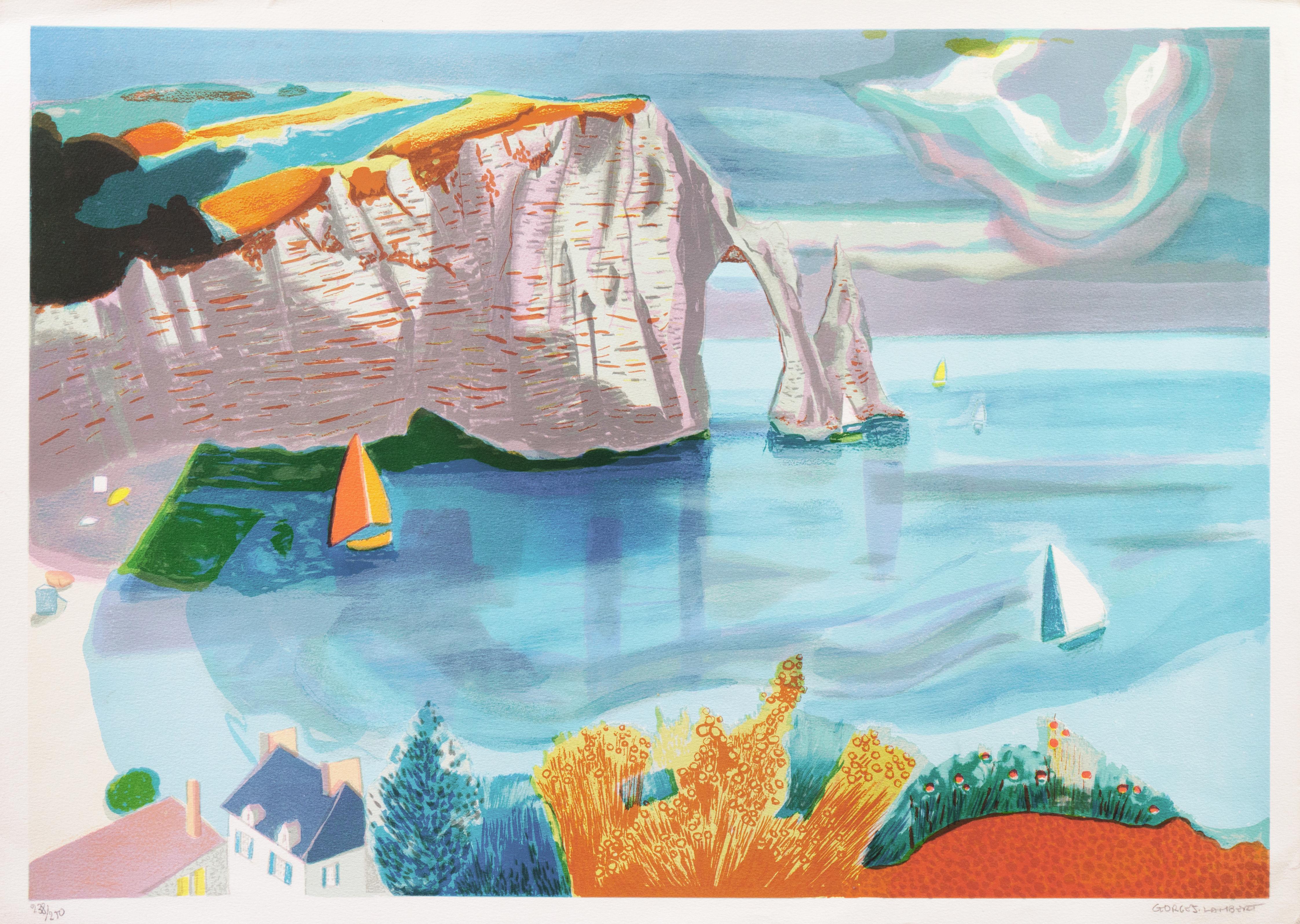 'Falaise de l'Étretat', French Post-Impressionist, Academie Chaumiere, Benezit - Print by Georges Lambert