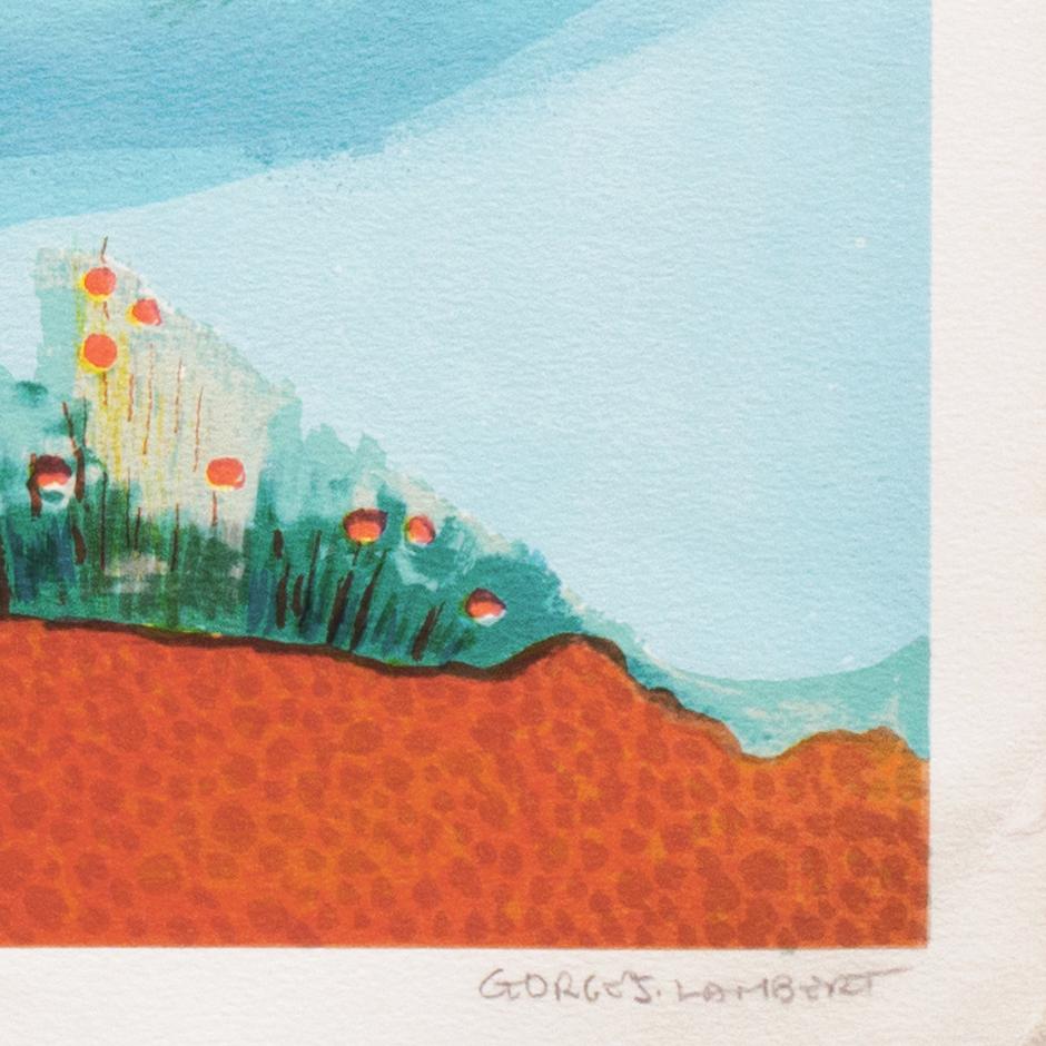'Falaise de l'Étretat', French Post-Impressionist, Academie Chaumiere, Benezit - Blue Landscape Print by Georges Lambert
