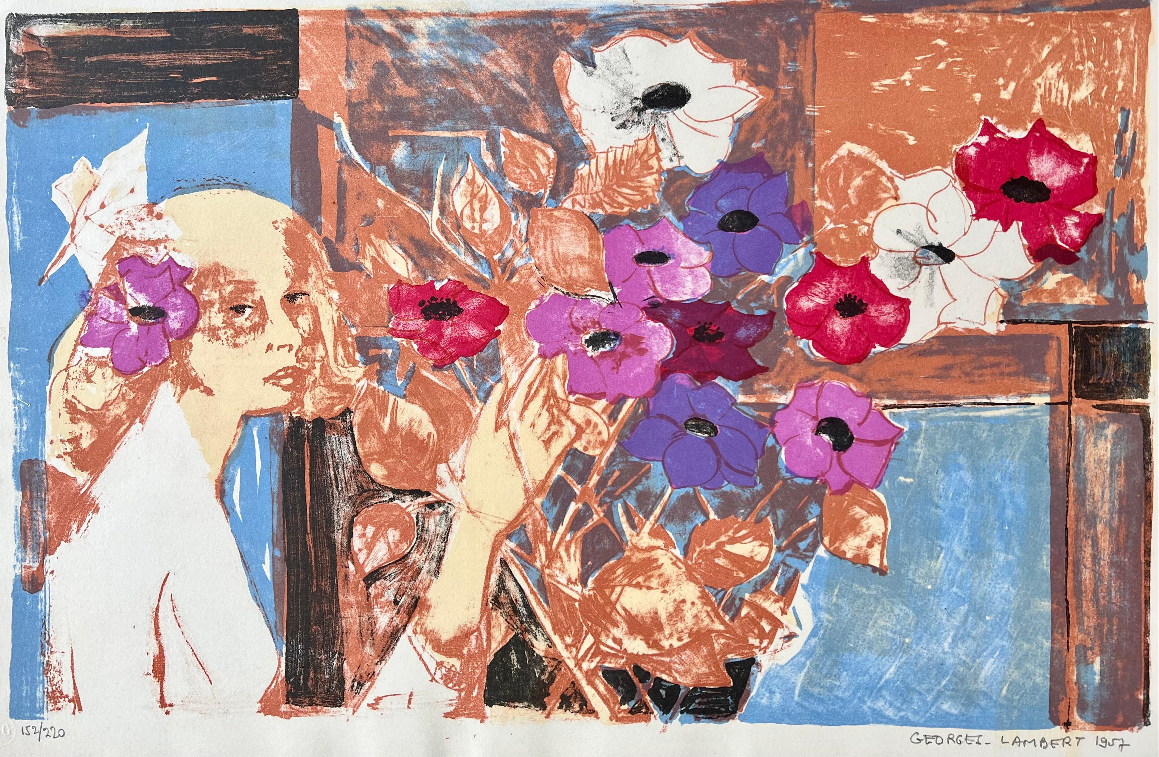 Figurative Print di Georges Lambert - La Bouquetiere 1957