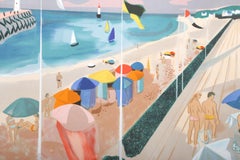 „La Plage à Deauville“, signierte impressionistische Lithografie von Georges Lambert
