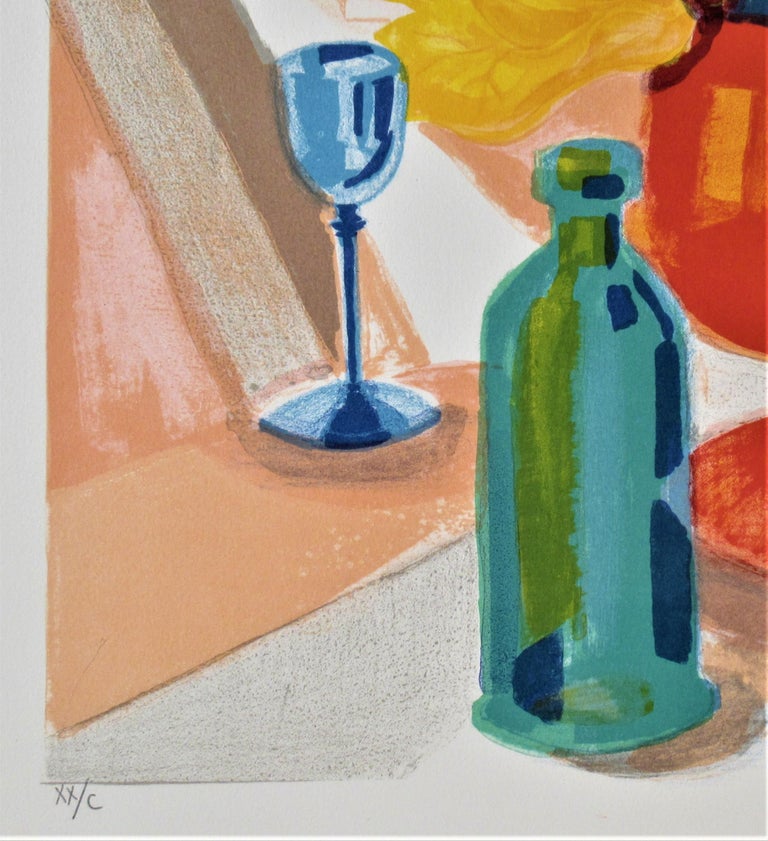 Artist:  Georges Lambert (French, 1919-1998)
Title:  Nature Morte a la Bouteille (Still Life with Bottle)
Year	:  Circa 1975
Medium:	Color lithograph
Edition:  Numbered XX/C in pencil
Paper:  Wove
Image size: 20.5 x 13.25 inches
Paper size: 22.15 x