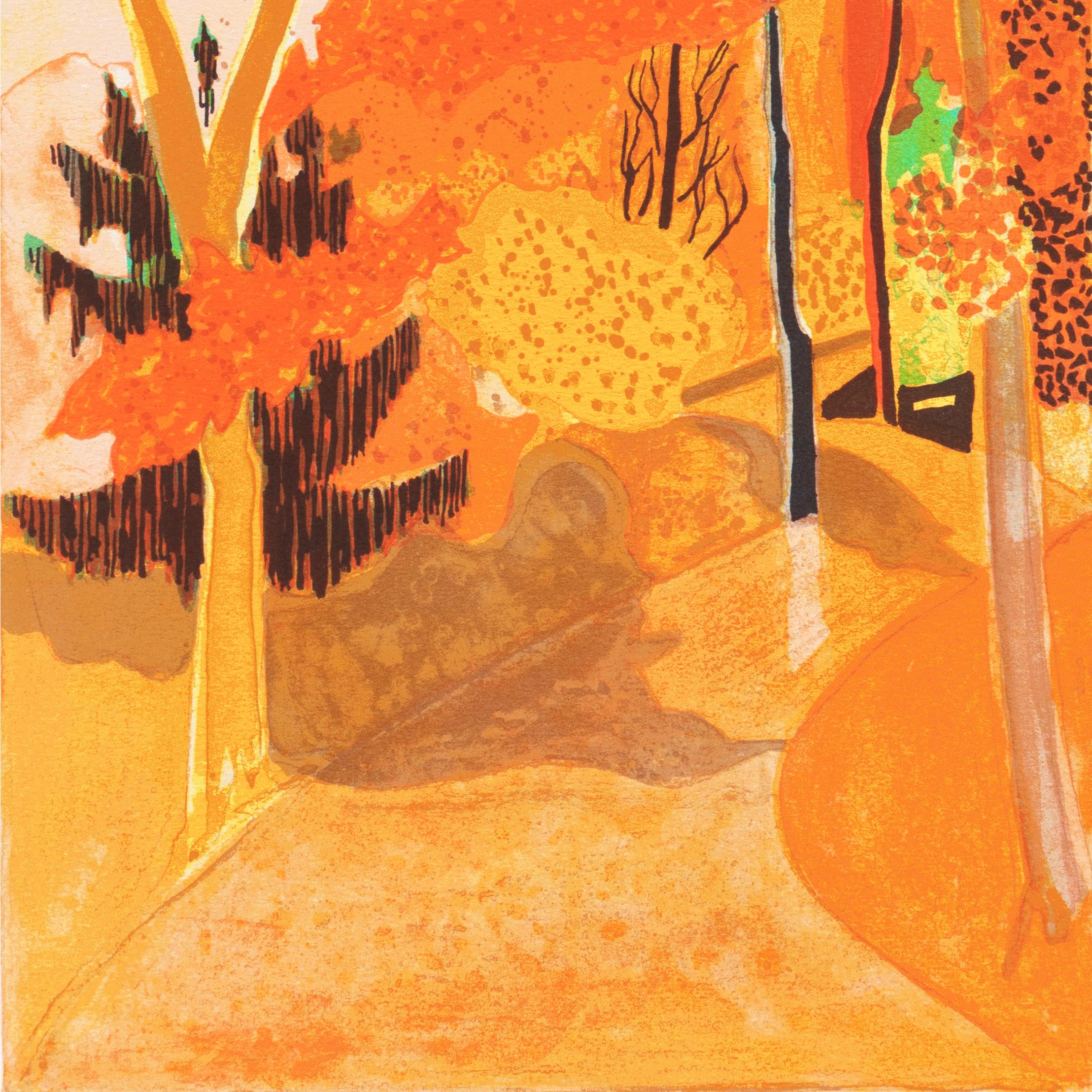 'Provençal Landscape', Post-Impressionist, Academie Chaumiere, Paris Salon - Orange Landscape Print by Georges Lambert