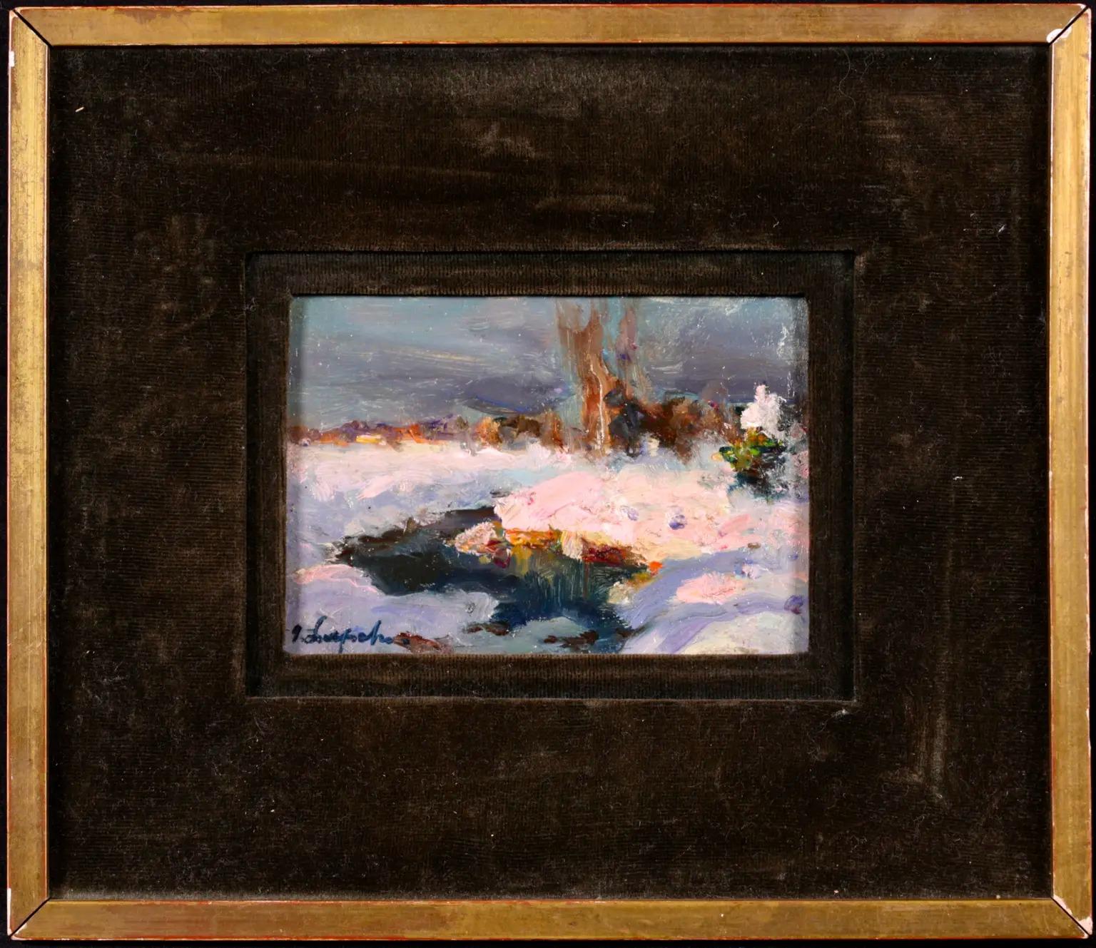La Neige - Impressionist Winter Landscape Oil Painting by Georges Lapchine 1