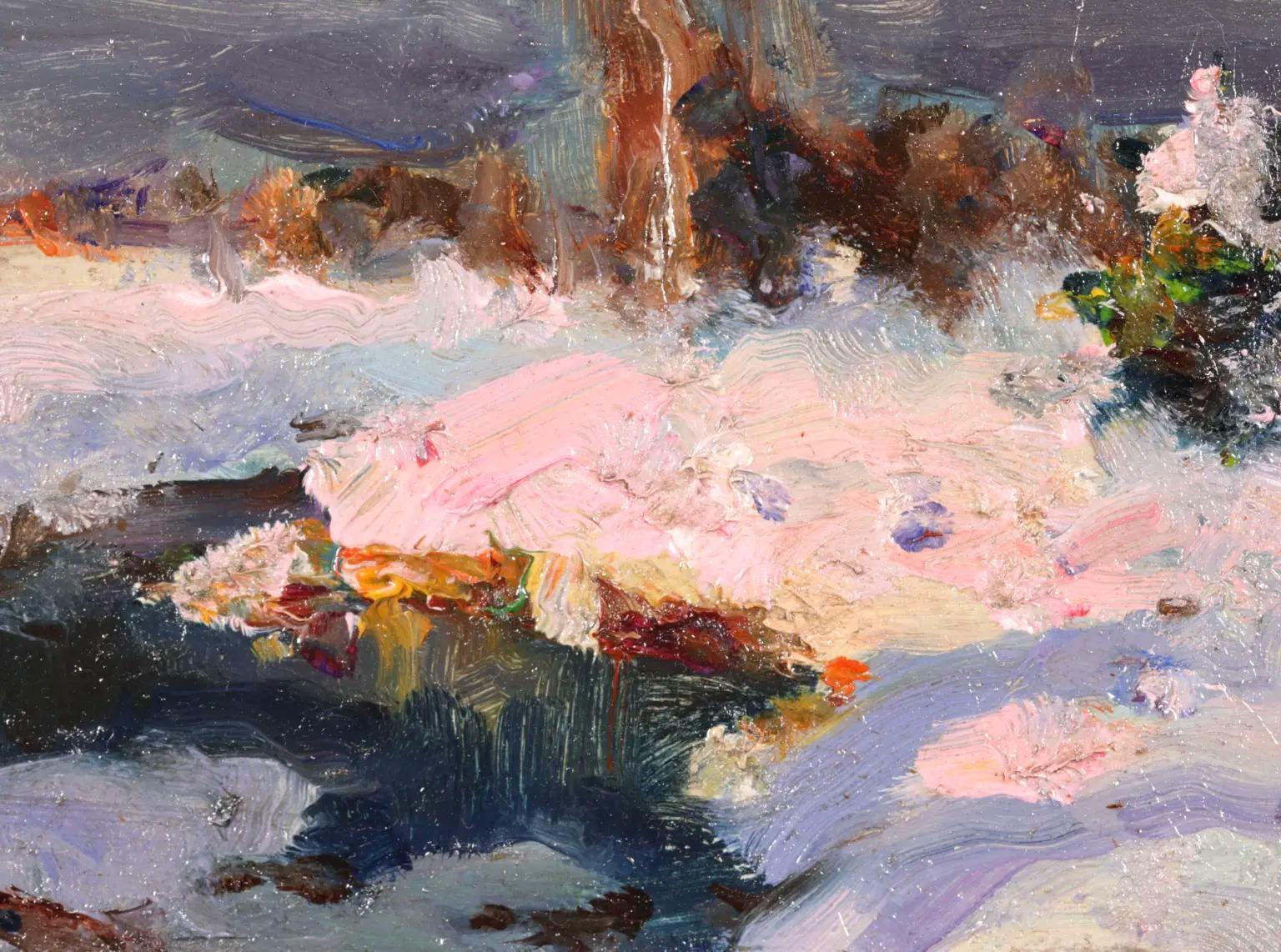 La Neige - Impressionist Winter Landscape Oil Painting by Georges Lapchine 4