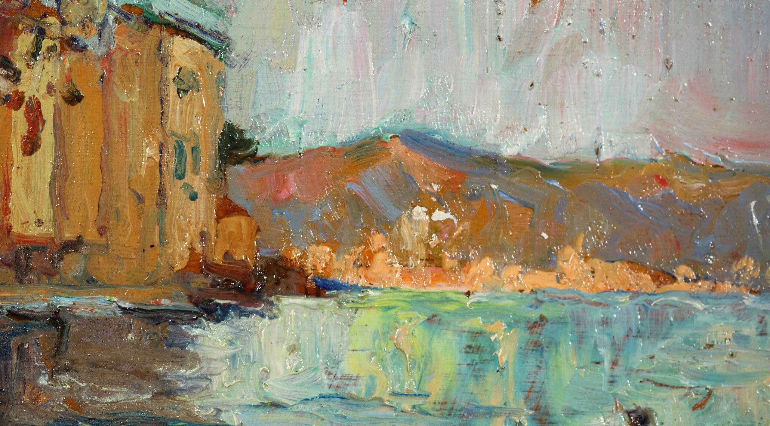 Le quai de Martigues - Impressionist Landscape Oil by Georges Lapchine For Sale 9