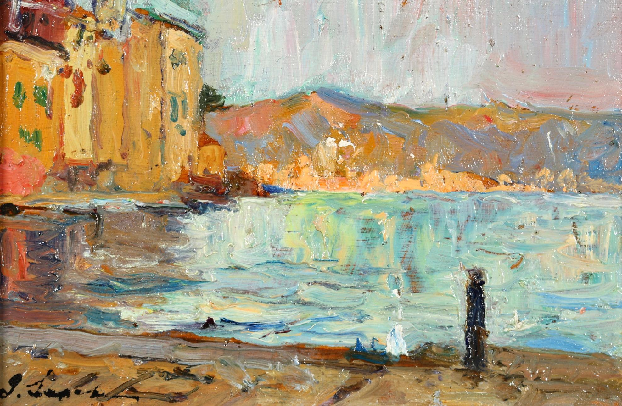 Le quai de Martigues - Impressionist Landscape Oil by Georges Lapchine For Sale 11