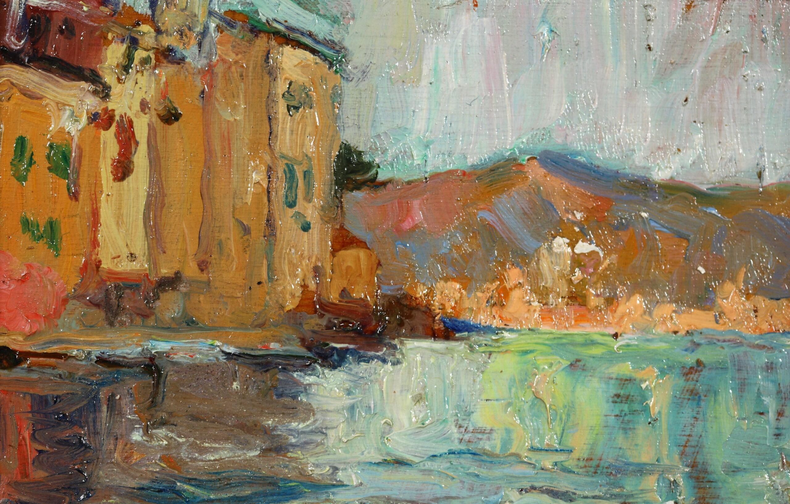 Le quai de Martigues - Impressionist Landscape Oil by Georges Lapchine For Sale 2
