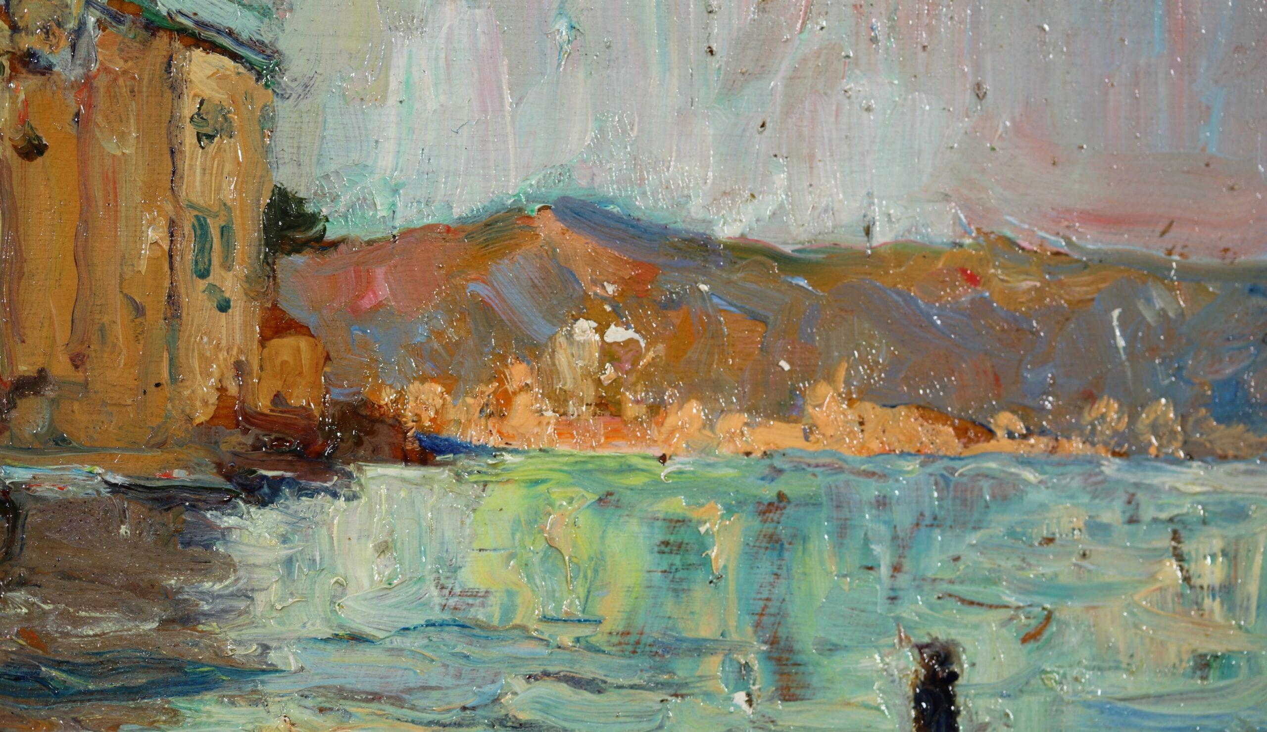 Le quai de Martigues - Impressionist Landscape Oil by Georges Lapchine For Sale 3