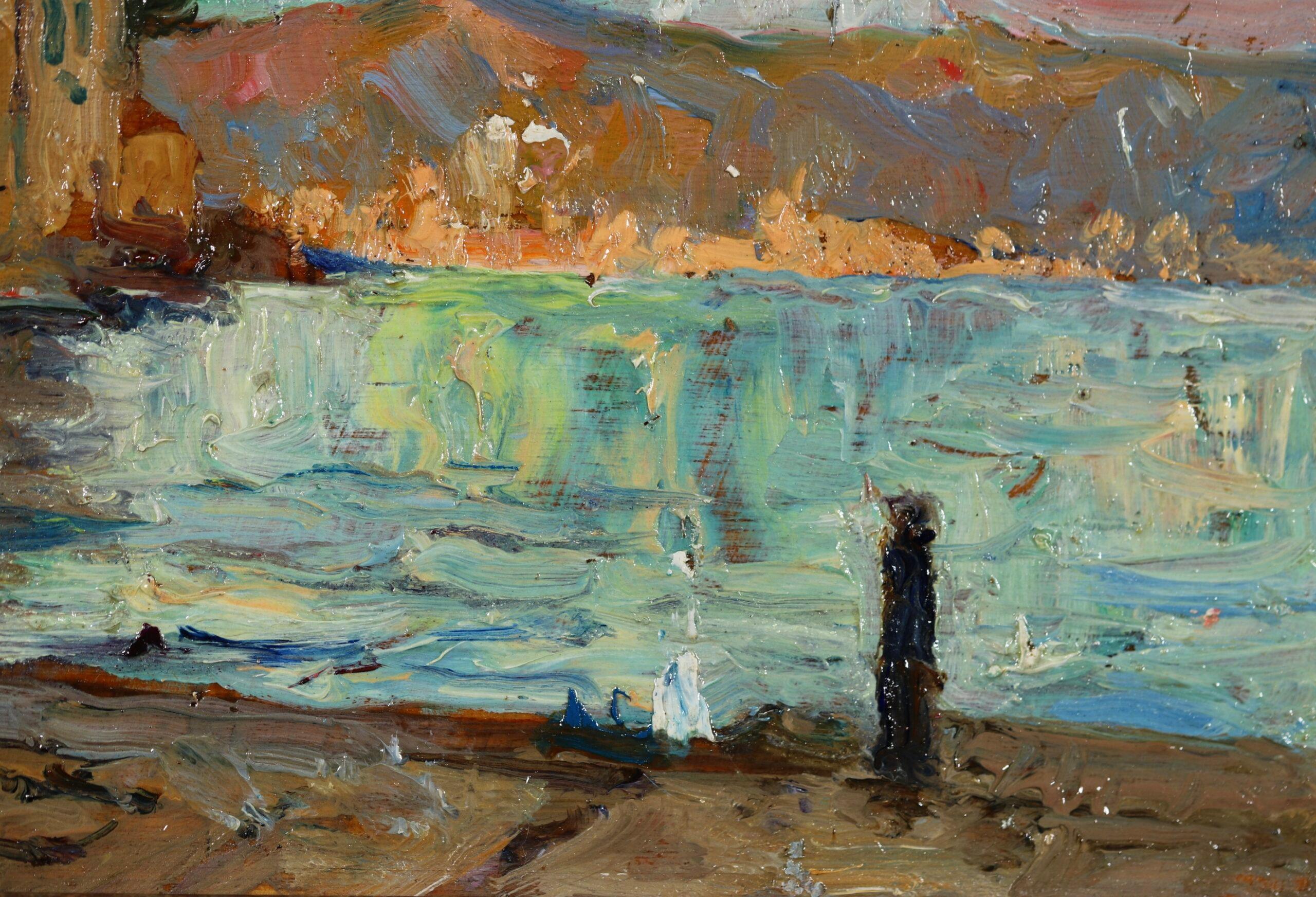 Le quai de Martigues - Impressionist Landscape Oil by Georges Lapchine For Sale 5