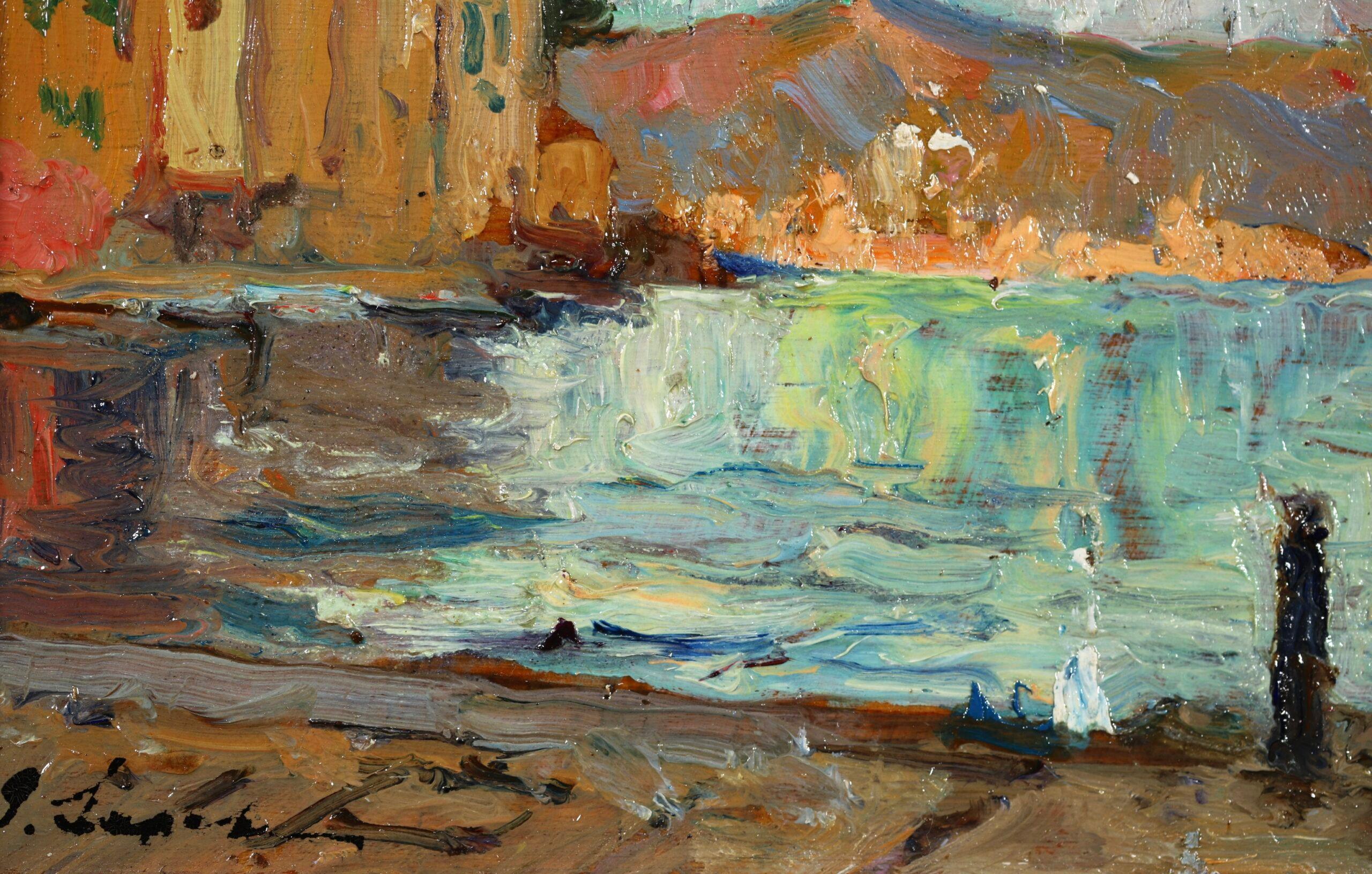 Le quai de Martigues - Impressionist Landscape Oil by Georges Lapchine For Sale 6
