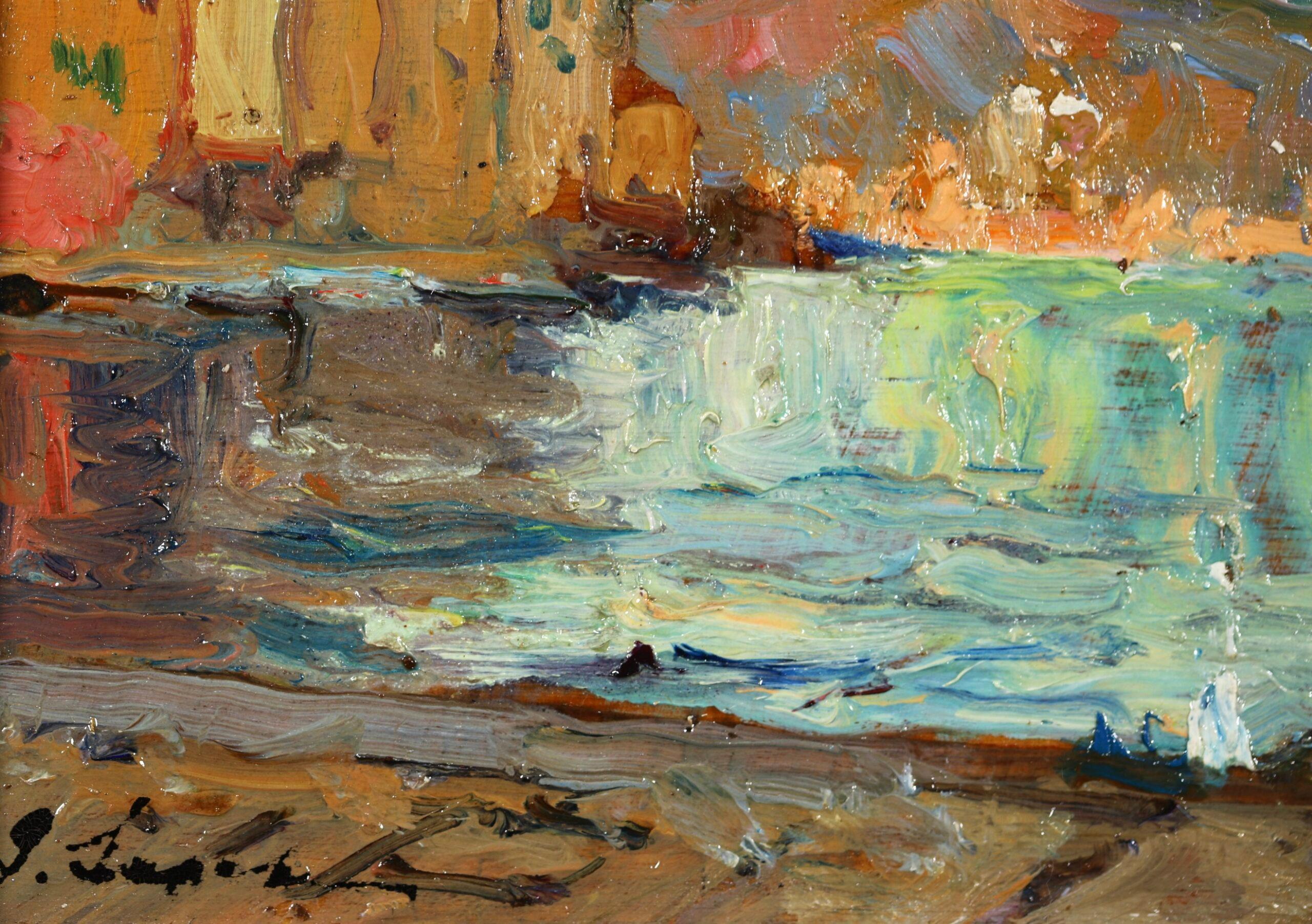 Le quai de Martigues - Impressionist Landscape Oil by Georges Lapchine For Sale 7