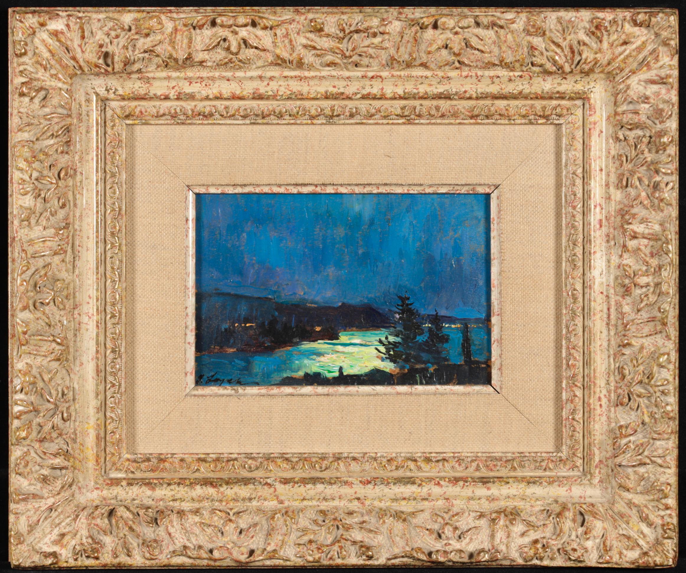 Chiaro di luna sulla costa - Paesaggio impressionista dipinto a olio - Georges Lapchine 1