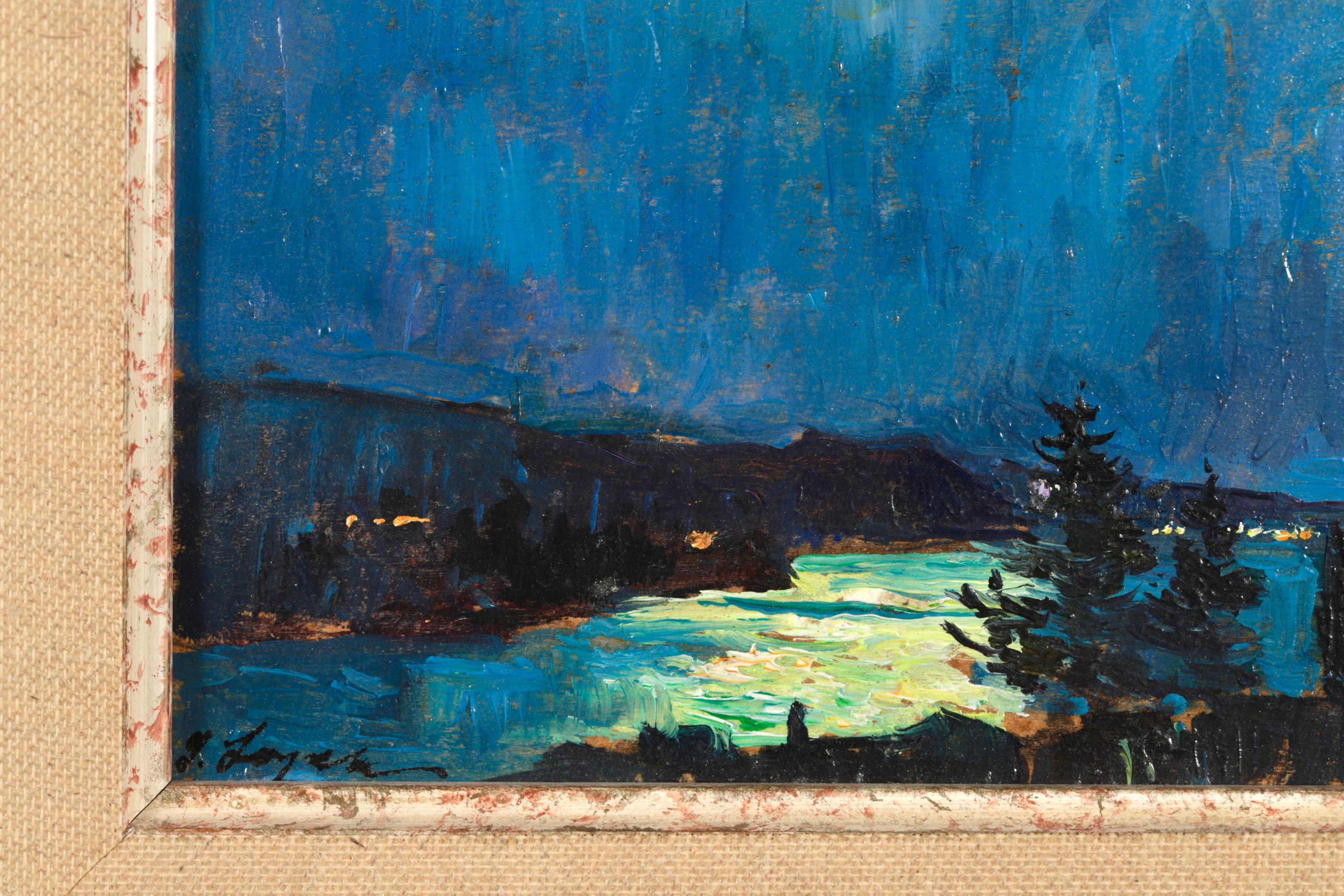 Chiaro di luna sulla costa - Paesaggio impressionista dipinto a olio - Georges Lapchine 2