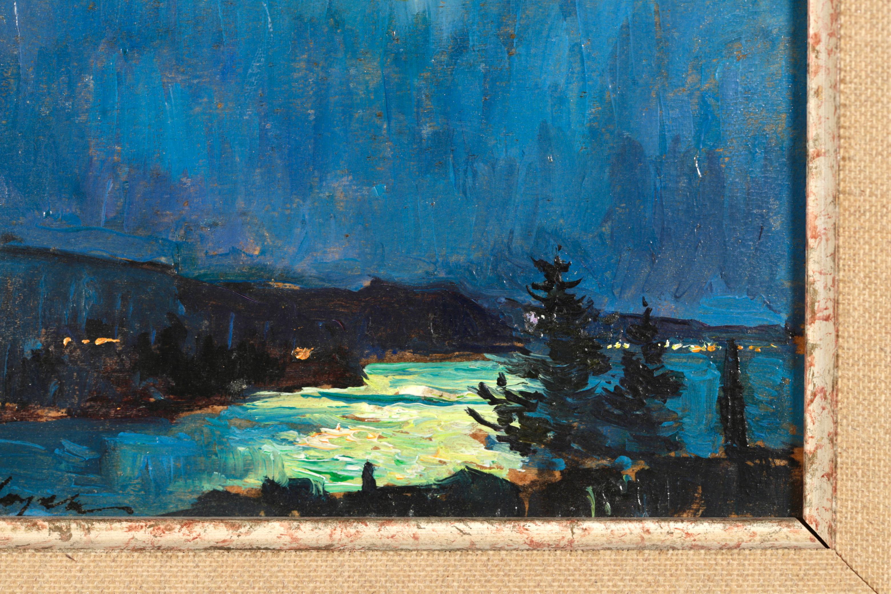 Chiaro di luna sulla costa - Paesaggio impressionista dipinto a olio - Georges Lapchine 3